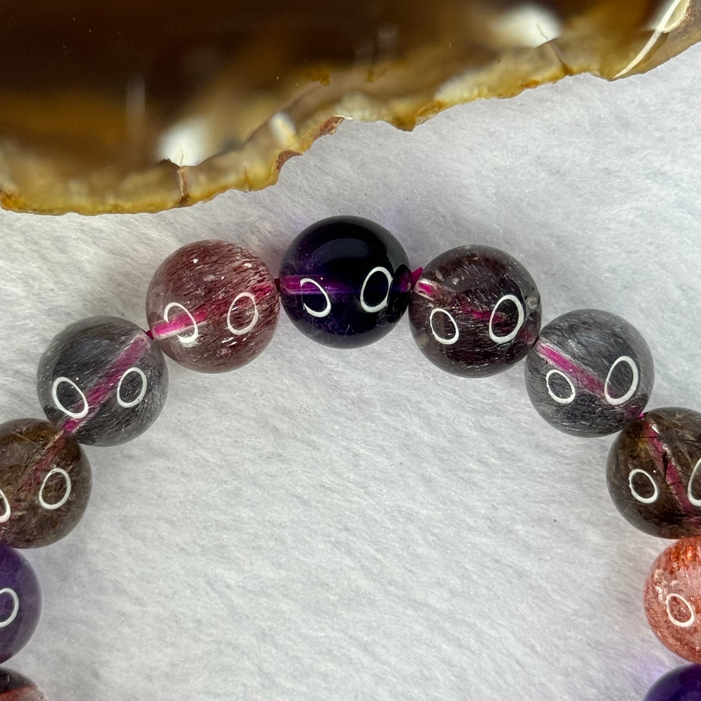 Superior Grade Natural Transparent Blackcurrant Super 7 Beads Bracelet 特级透明天然黑加仑超级七珠手链 43.28g 18cm 12.3mm 17 Beads