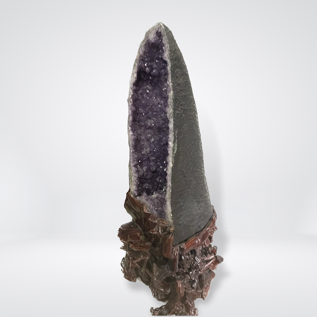 Large Natural Amethyst Display Wooden Stand - 89.12kg 1090 by 480 by 504mm