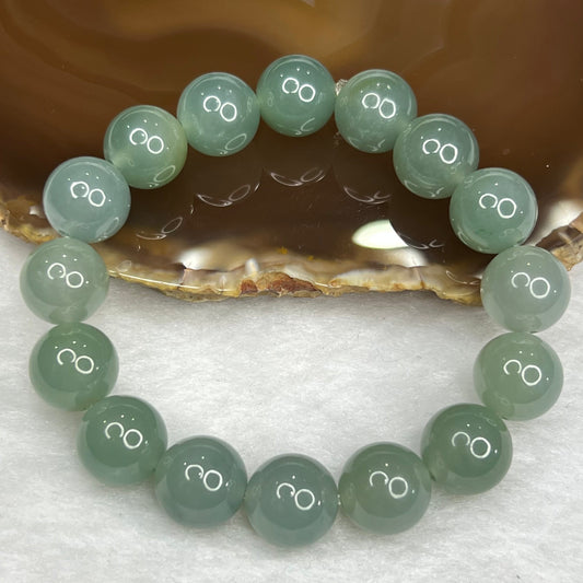RARE Type A Semi Icy Sky blue and Green Bracelet 59.76g 13.0mm/bead 16 Beads
