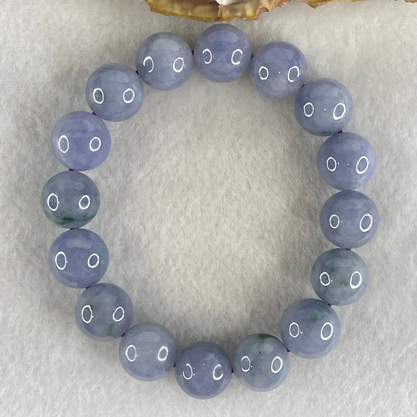 Rare High End Type A Myanmar Burmese Intense Deep Lavender Jade Jadeite Bracelet with NGI Cert - 63.76g 13.6mm/bead 16 beads