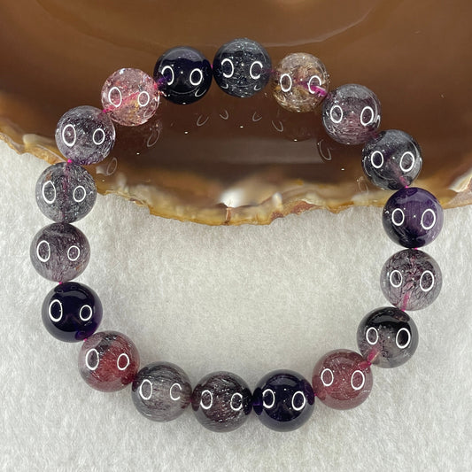 Very Very Good Grade Natural Blackcurrant Super 7 Beads Bracelet 39.86g 17cm 11.8mm 18Beads
