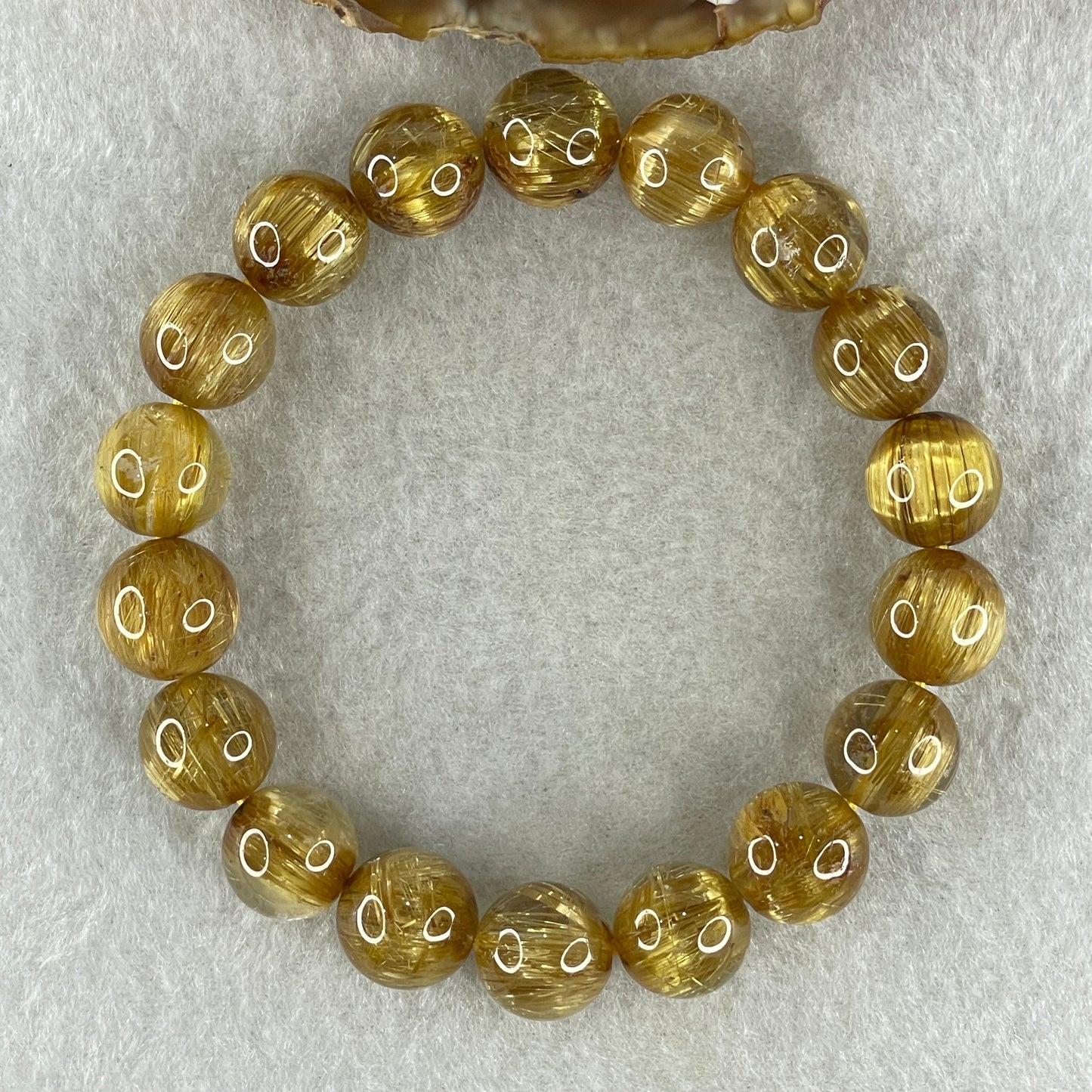 Very Very High Quality Golden Rutilated Quartz Beads Bracelet 39.73g 17cm 12.0mm 18 Beads