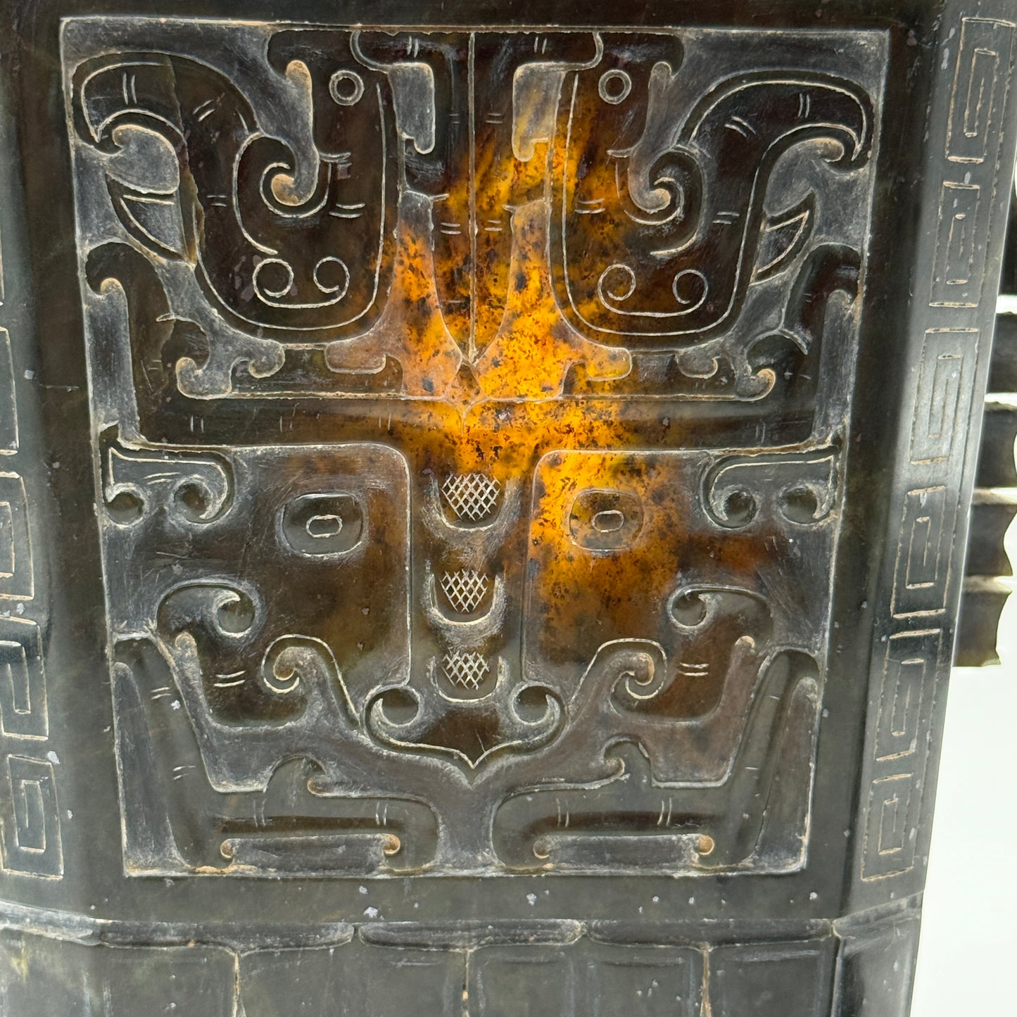 Rare Antique Natural Dark Green Nephrite Pixiu Vase 1,882.7g 170.0 by 100.0 by 280.0mm