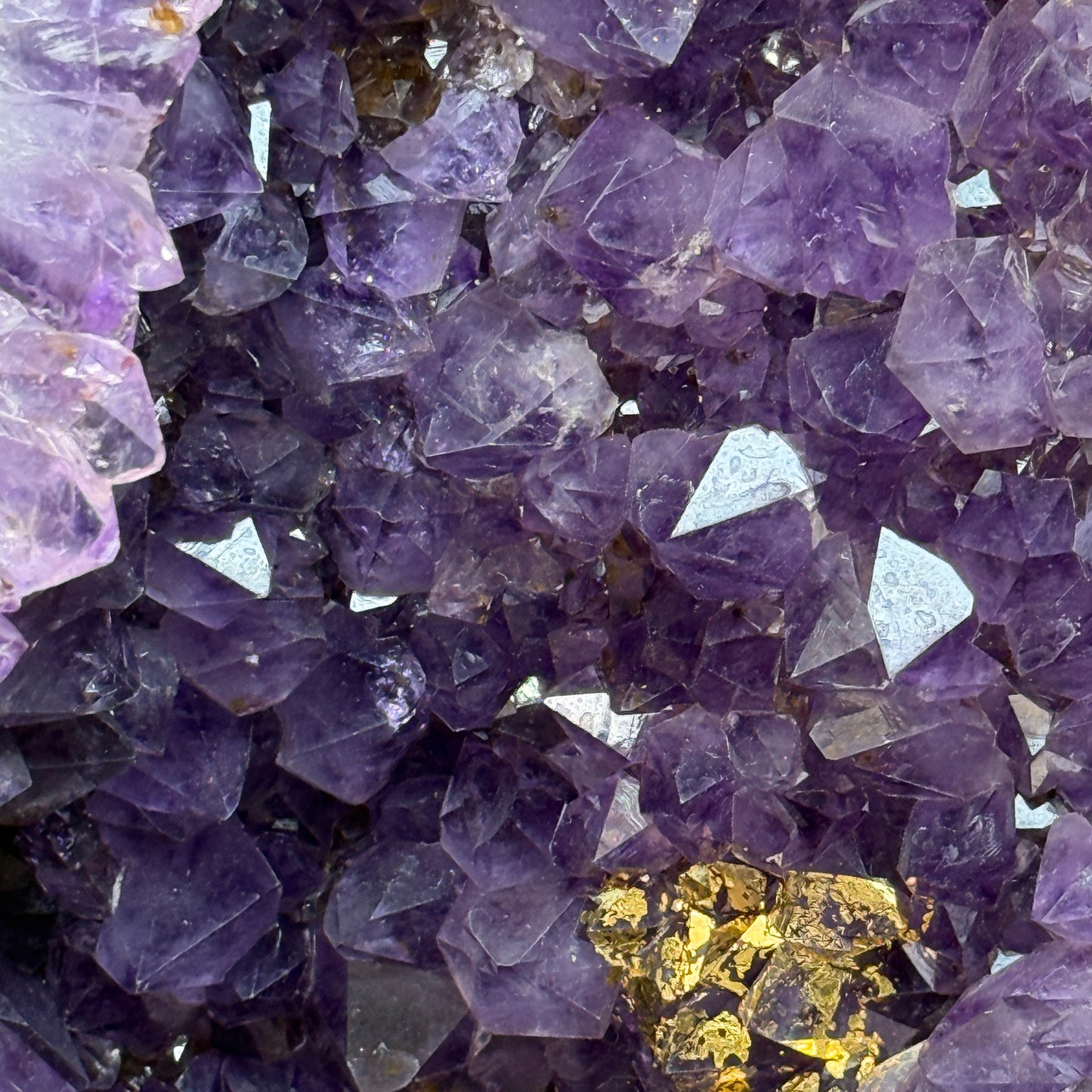 Natural Brazil Amethyst Cave with 24K Gold Patches 375.0 by 360.0 by 1.050,0mm