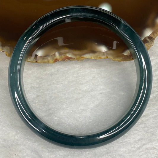 Rare High End ICY Type A Blueish Green Jadeite Bangle 198.38 Cts Inner Dia 57.35mm 10.3 by 7.1mm with NGI cert