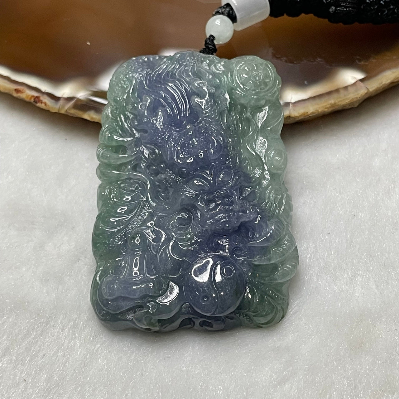 Rare Type A Intense Lavender & Green Jade Jadeite Dragon 50.78g 59.0 by 40.4 by 10.0mm