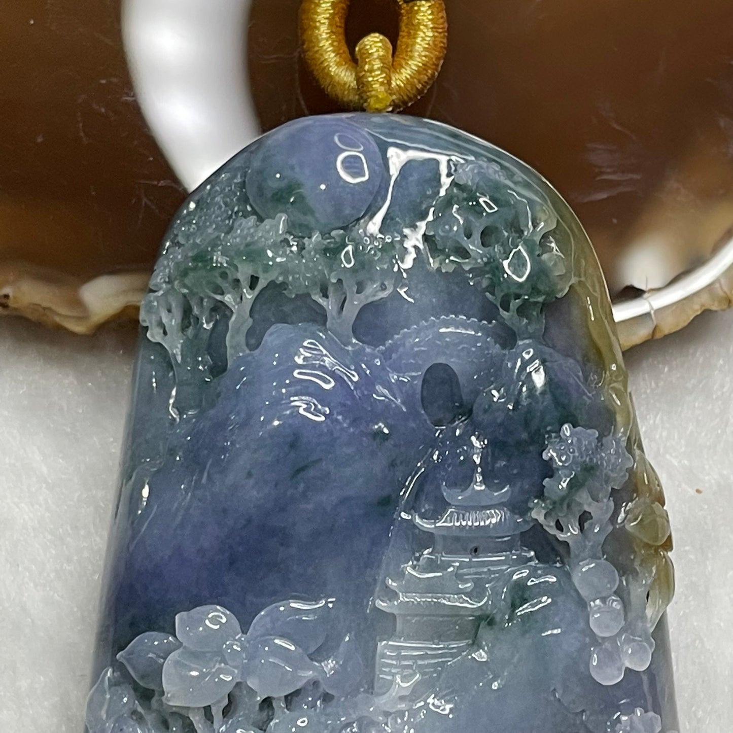 Rare High Quality Type A Intense Lavender Jade Jadeite Shan Shui 80.28g 71.0 by 44.9 by 12.5mm