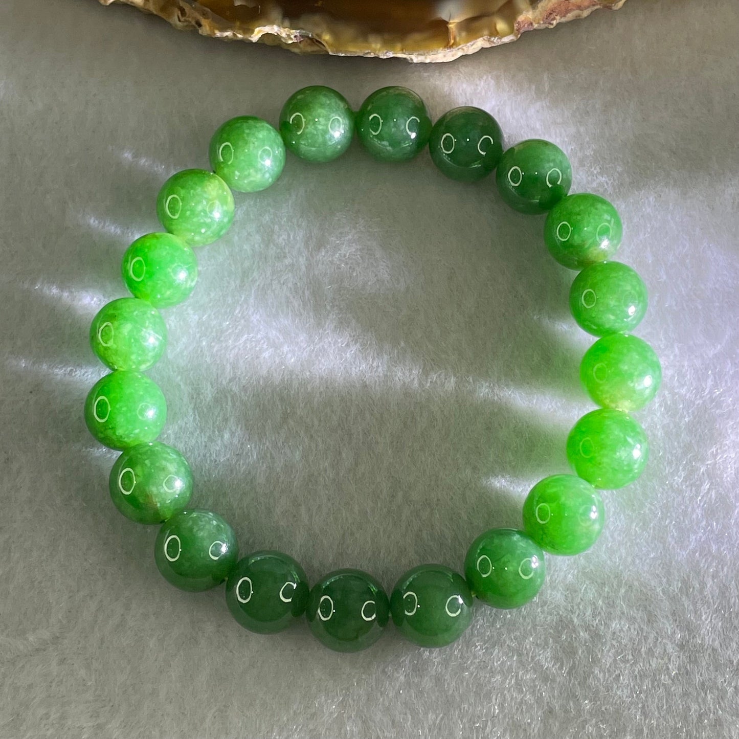 Rare High Quality Type A Full Green Jade Jadeite Beads Bracelet 29.76g 9.6mm 16cm 20 beads with NGI Cert No. 16831002