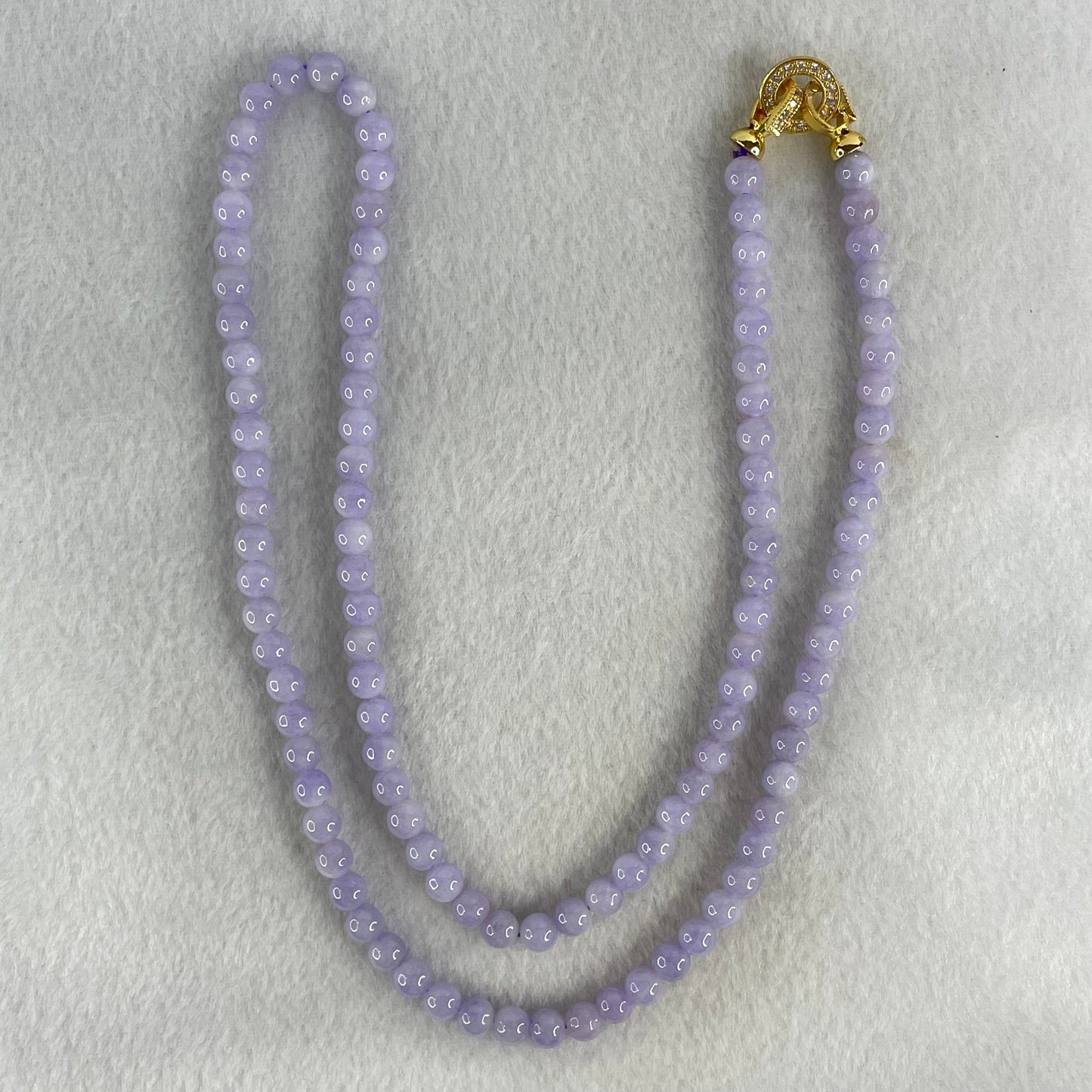 Very Rare High Grade Type A Full Intense Lavender Jadeite Beads Necklace 45.17g 64cm 6.2mm 108 Beads
