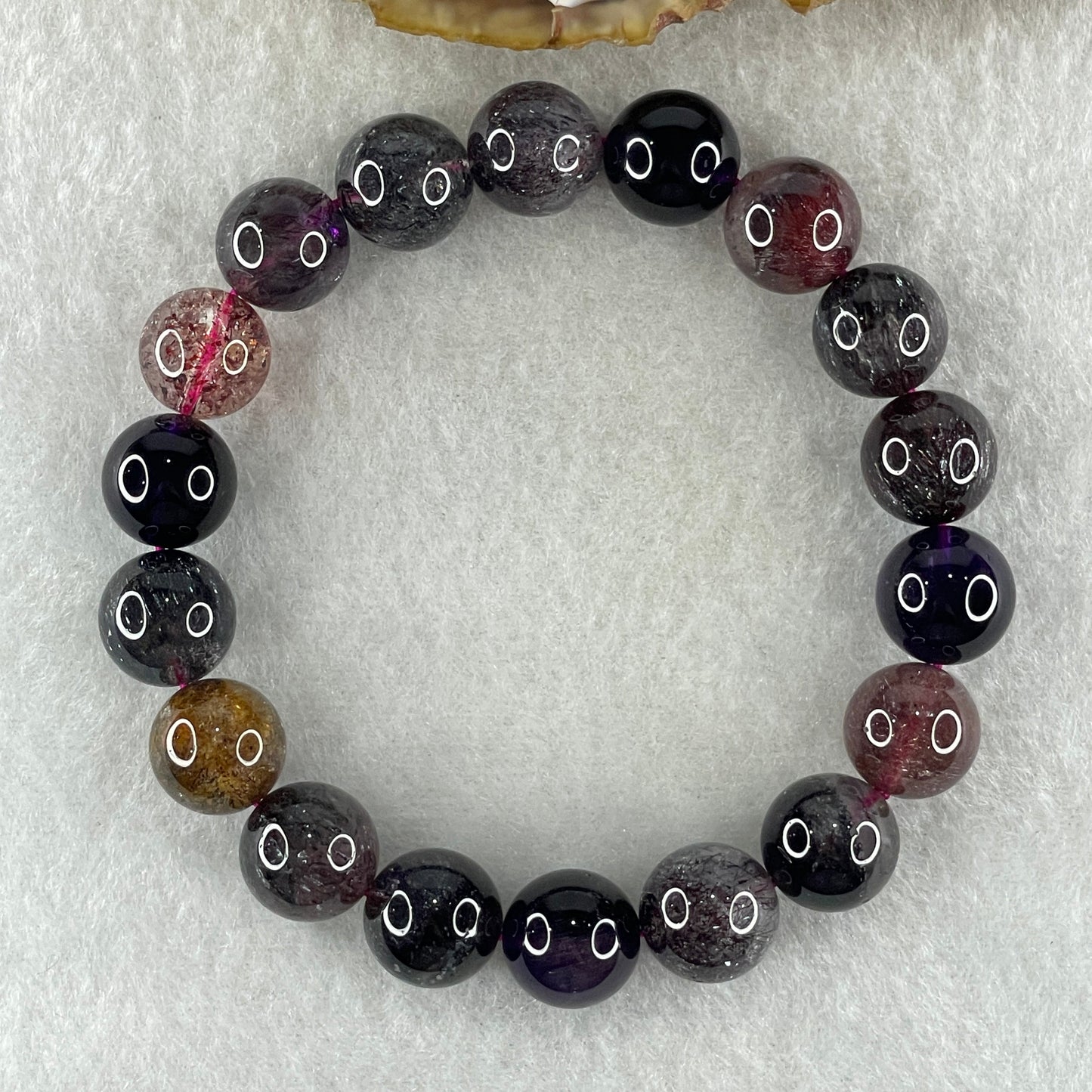 Very Very Good Grade Natural Blackcurrant Super 7 Beads Bracelet 39.86g 17cm 11.8mm 18Beads