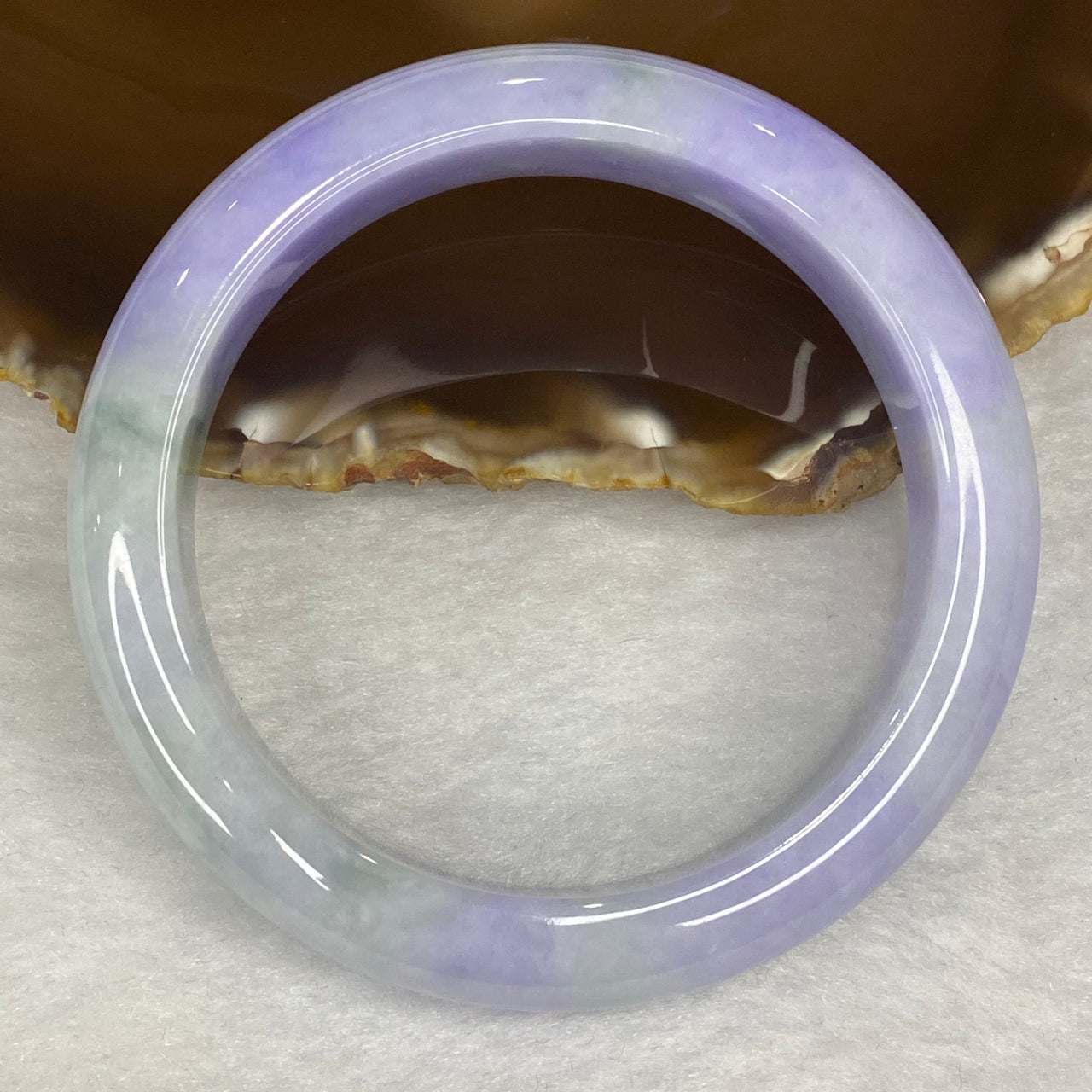 Rare Intense Bright Lavender Jadeite Bangle 80.62g Inner Dia 59.8mm 14.7 by 9.6mm