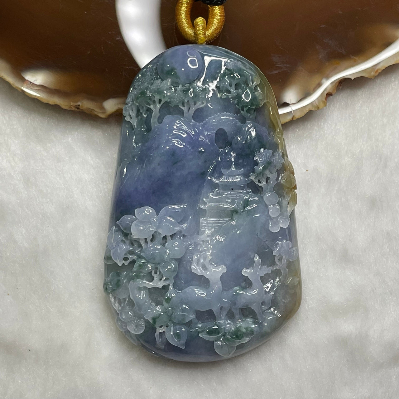 Rare High Quality Type A Intense Lavender Jade Jadeite Shan Shui 80.28g 71.0 by 44.9 by 12.5mm