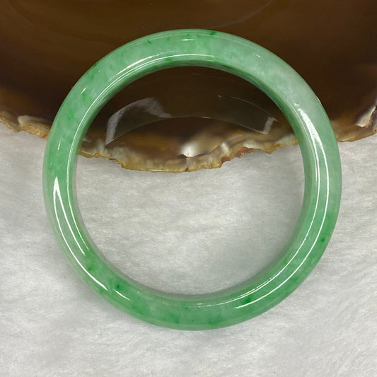 Rare High End Type A Intense Apple Green with Spicy Green Bangle 54.12g Inner Dia 56.4mm 12.1 by 8.1mm