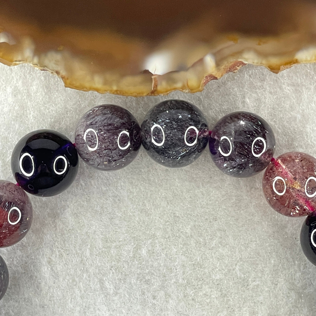 Very Very Good Grade Natural Blackcurrant Super 7 Beads Bracelet 39.86g 17cm 11.8mm 18Beads