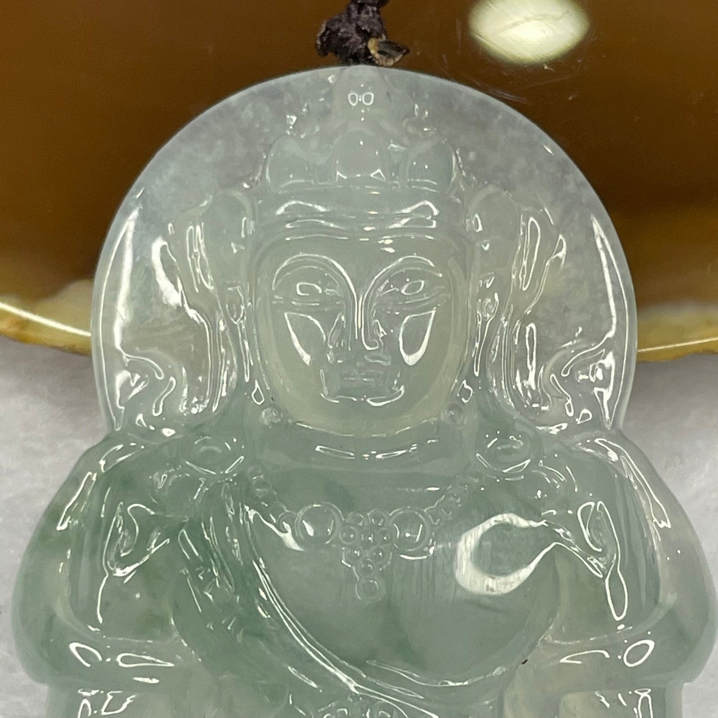 HIGH QUALITY Type A High Icy Green Piao Hua Tibetan Bodhisattva Jade Jadeite Pendant - 22.77g 56.2 by 38.1 by 6.0mm