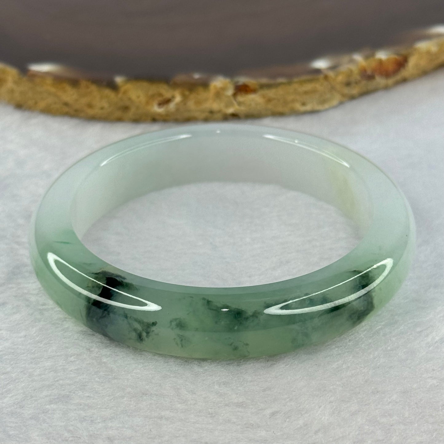 Type A Semi ICY Jelly Green Piao Hua with Lavender and Yellow Jadeite Bangle 49.99g Internal Diameter 53.25mm 11.9 by 8.14mm With SGA Singapore Gemology Authority Cert No 22W54214 (Internal Line)