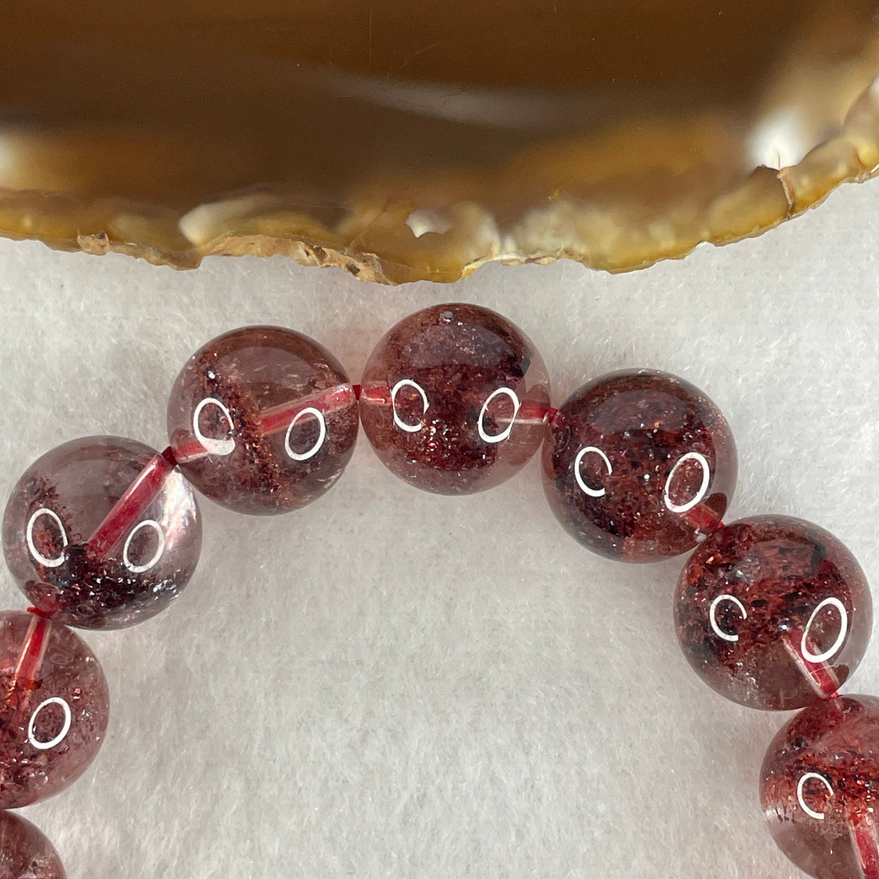 Certified Triple Excellence Natural Super 7 Strawberry Quartz Beads Necklace | 6.2mm Sacred 7-Mineral Synergy Energy (28.885g | 51cm Length | 90 Beads)