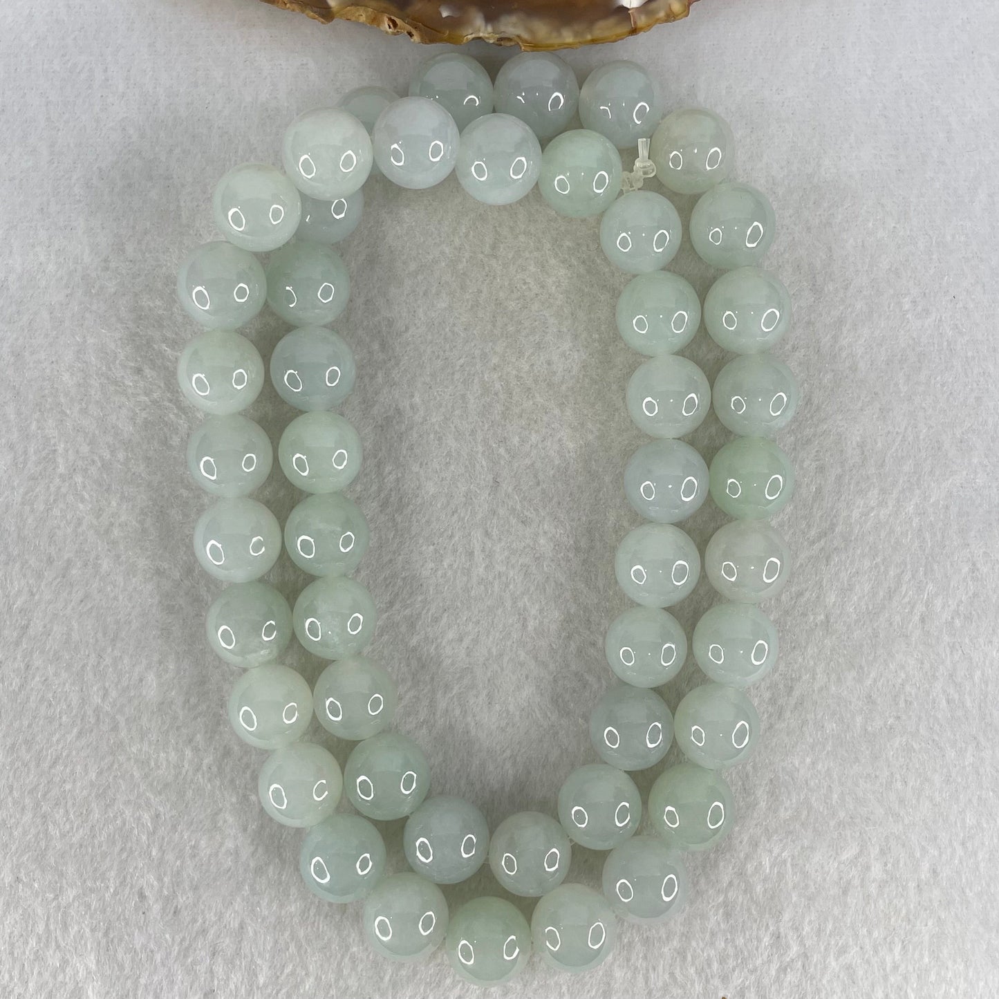 Type A Light Green Lavender Jadeite Beads Necklace 160.48g 56cm 12.6mm 48 Beads