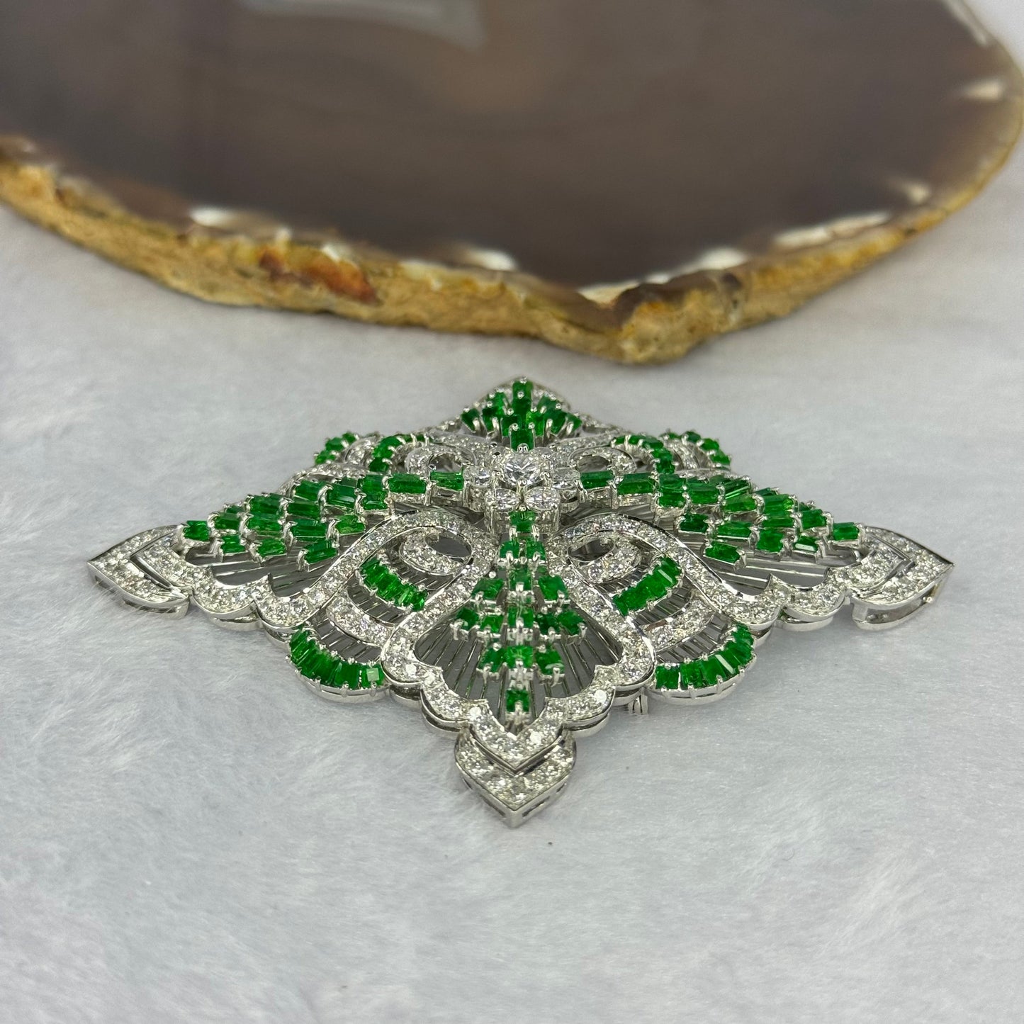 Natural Emeralds (Beryl) Approx. 5.00 cts. Total Weight 38.08g including 114 Emeralds, 208 Natural Diamonds in 14K White Gold with NGI Cert No. 82835784