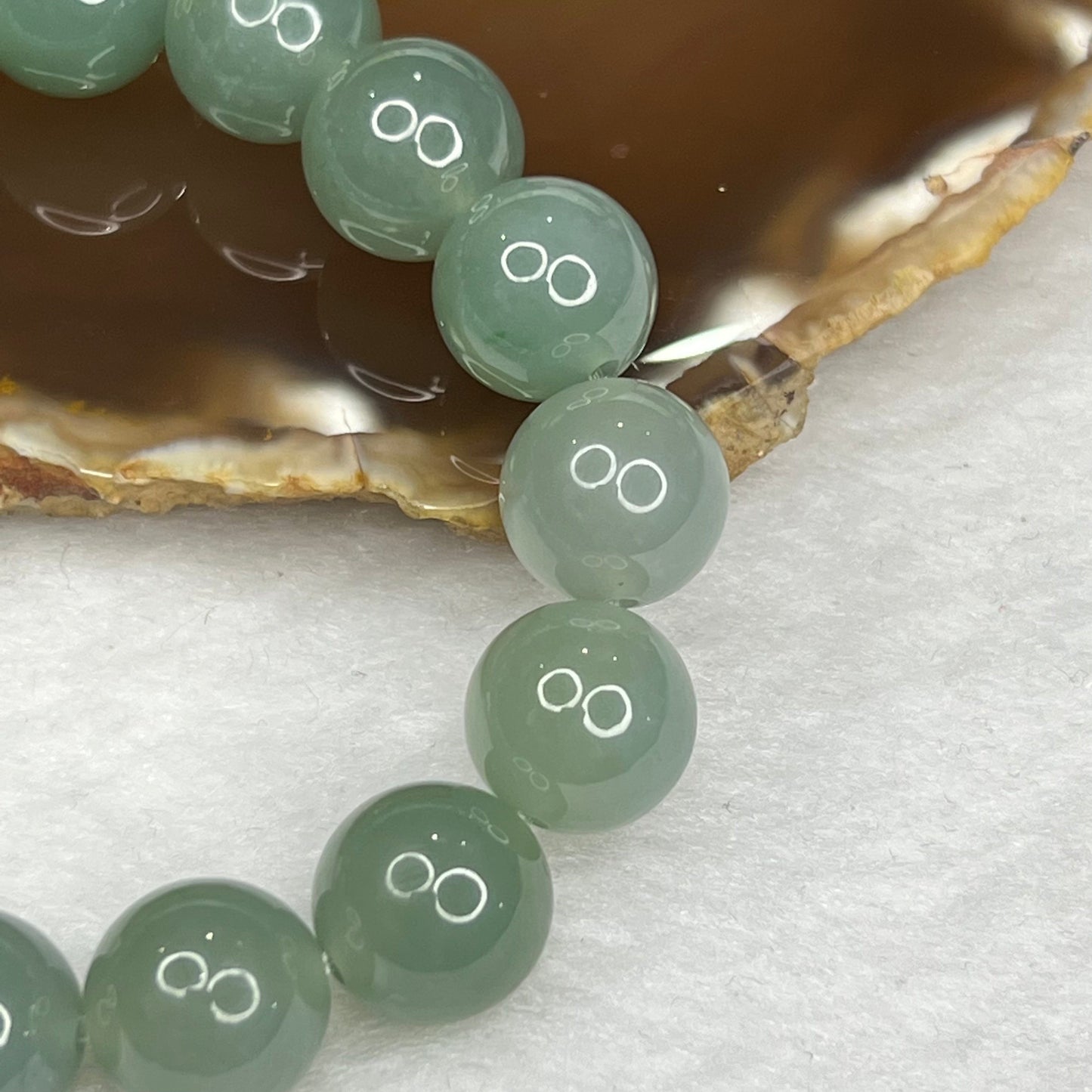 RARE Type A Semi Icy Sky blue and Green Bracelet 59.76g 13.0mm/bead 16 Beads