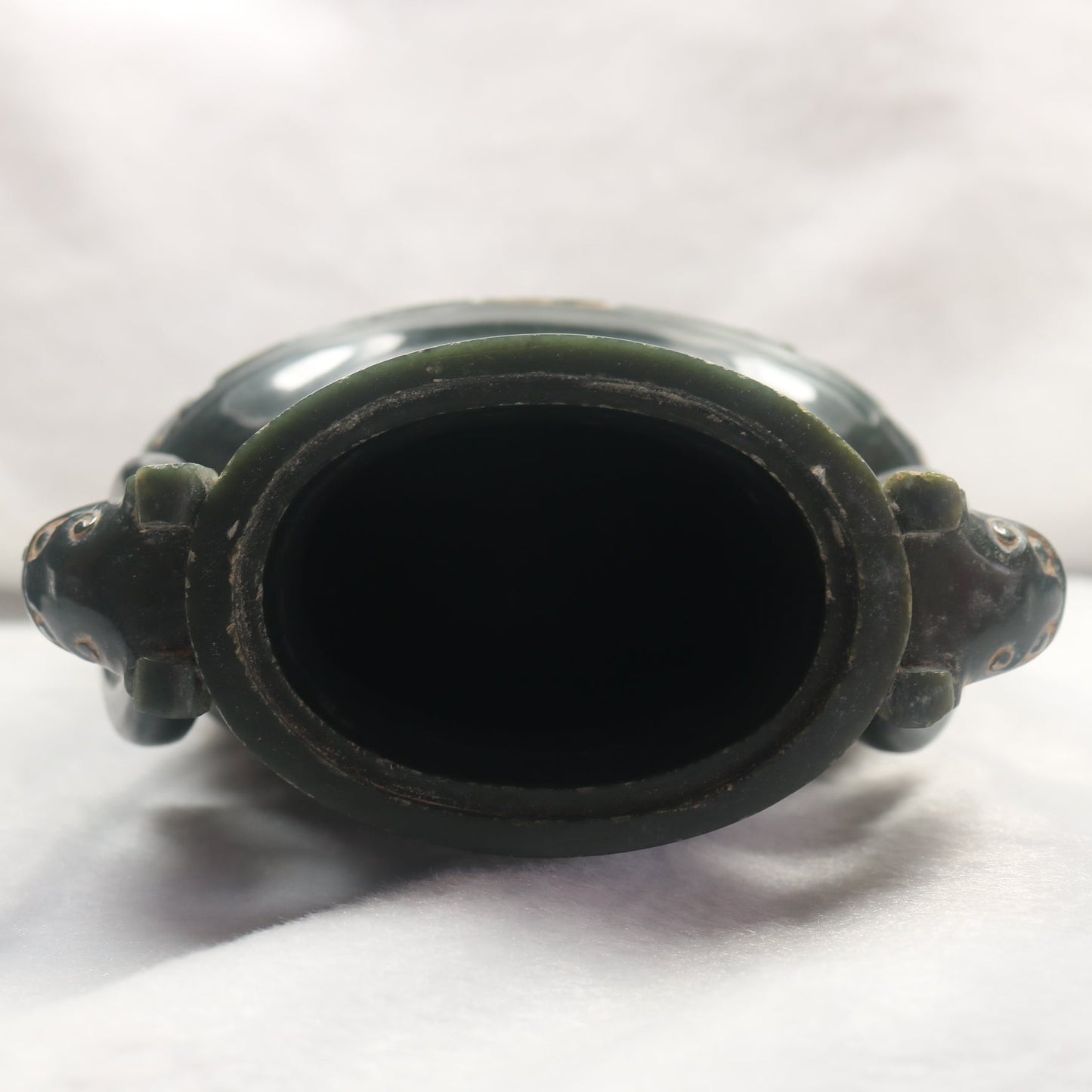 Rare Antique Natural Dark Green Nephrite Dragon Phoenix Bird Vase 2,047.6g 145.0 by 90.0 by 360.0mm