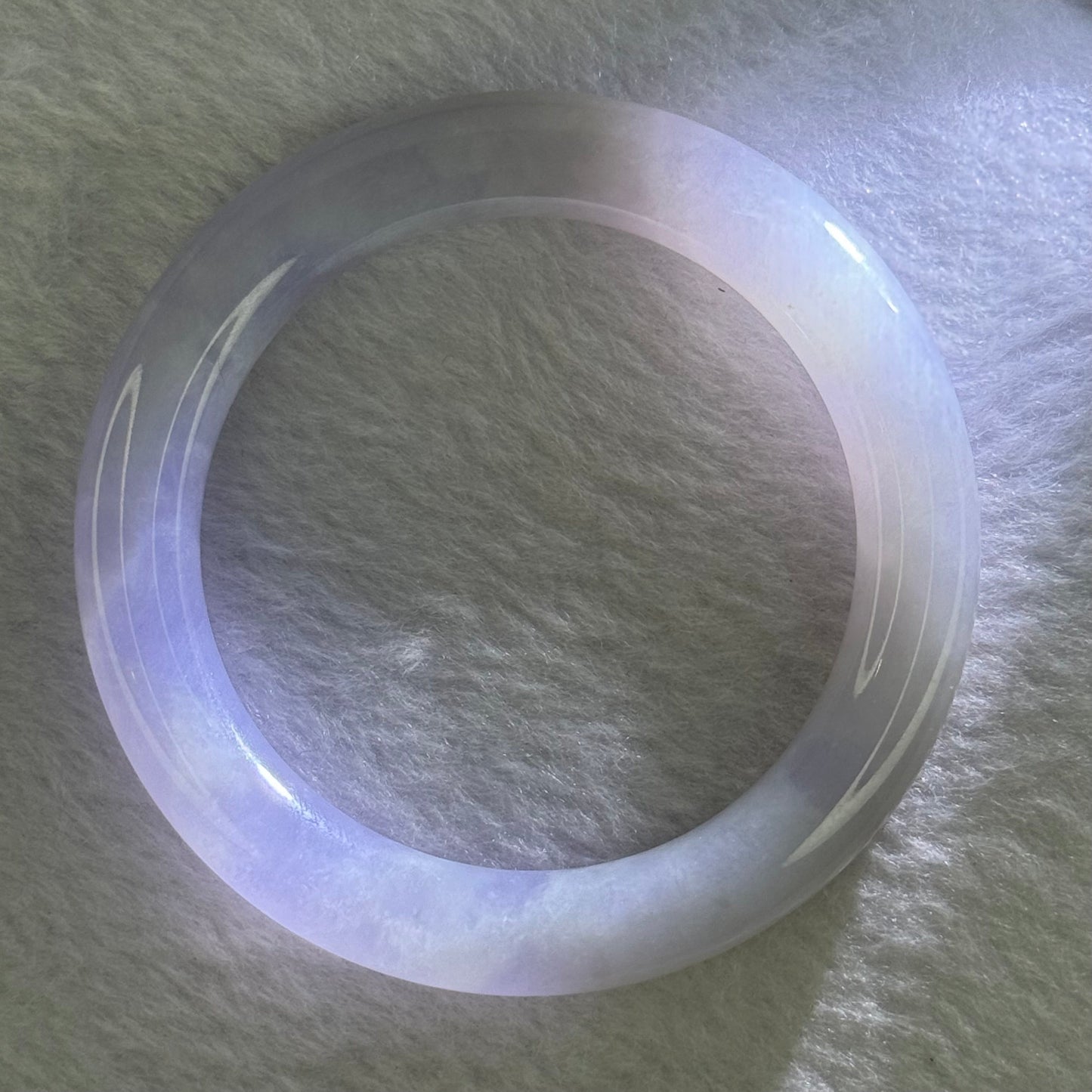 Type A Faint Lavender with Bright Lavender and Brownish Orange Jadeite Bangle 58.04g 290.29cts Internal Diameter 54.5mm 10.5 by 10.5 With NGI Cert No 32880442 (Slight Internal Line)