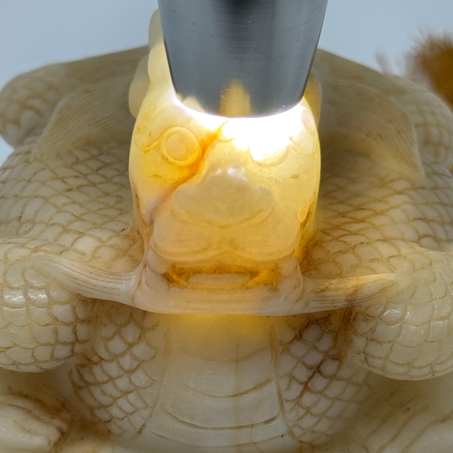 Rare Antique Natural Yellow White Nephrite Dragon Seal 2,154.7g 99.7 by 100.6 by 110.5mm