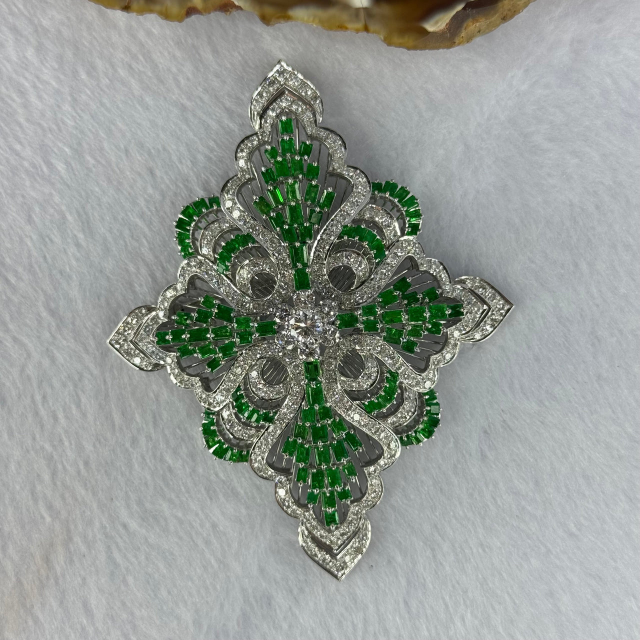 Natural Emeralds (Beryl) Approx. 5.00 cts. Total Weight 38.08g including 114 Emeralds, 208 Natural Diamonds in 14K White Gold with NGI Cert No. 82835784