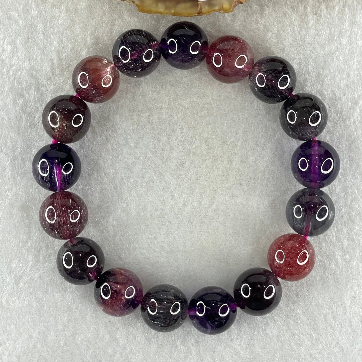 Very Very Good Grade Natural Blackcurrant Super 7 Beads Bracelet 42.87g 16cm 12.3mm 17Beads