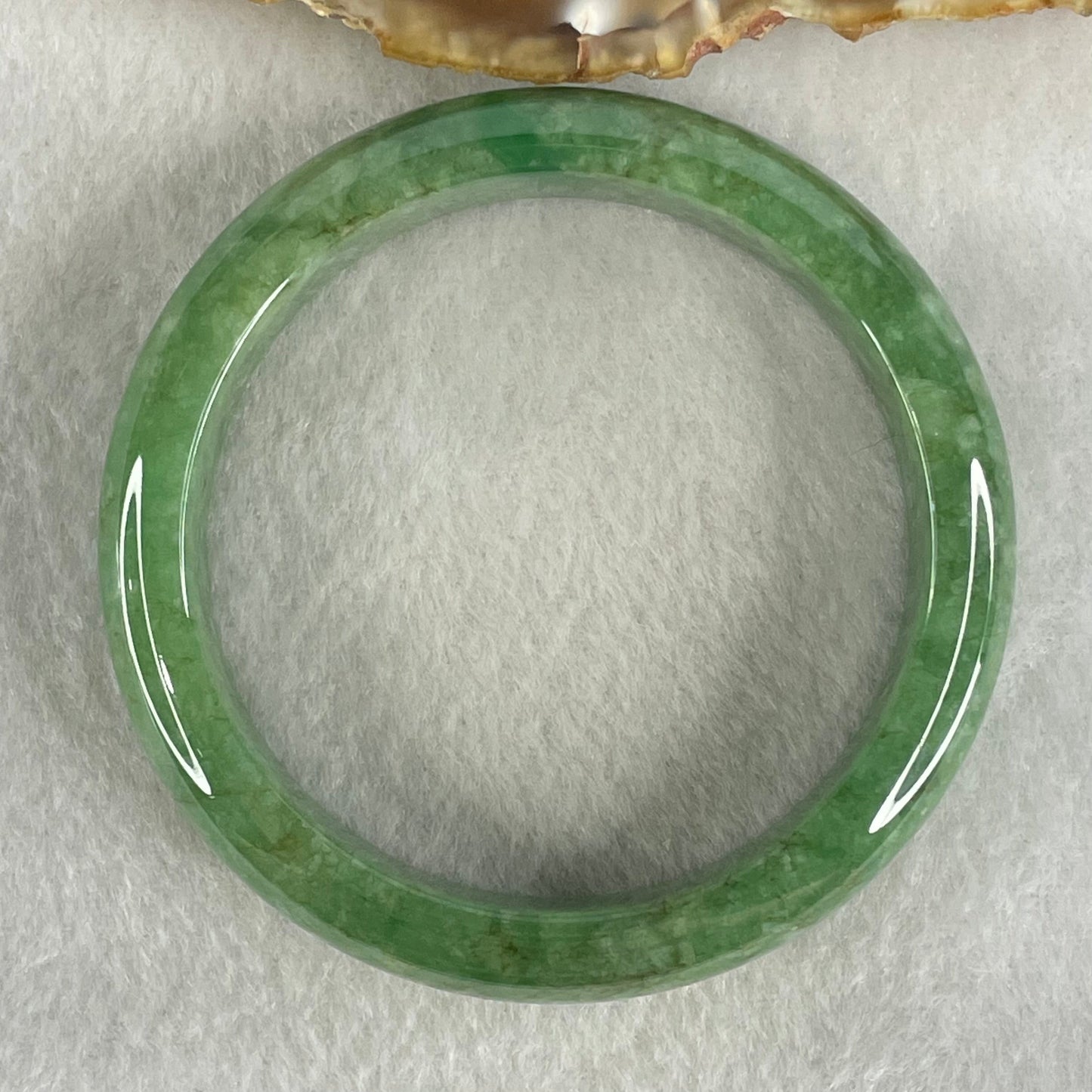 Rare Type A Full Spicy Green Jadeite Bangle 55.95g Inner Diameter 55.2mm 13.5 by 7.8mm (Slight Internal Lines)