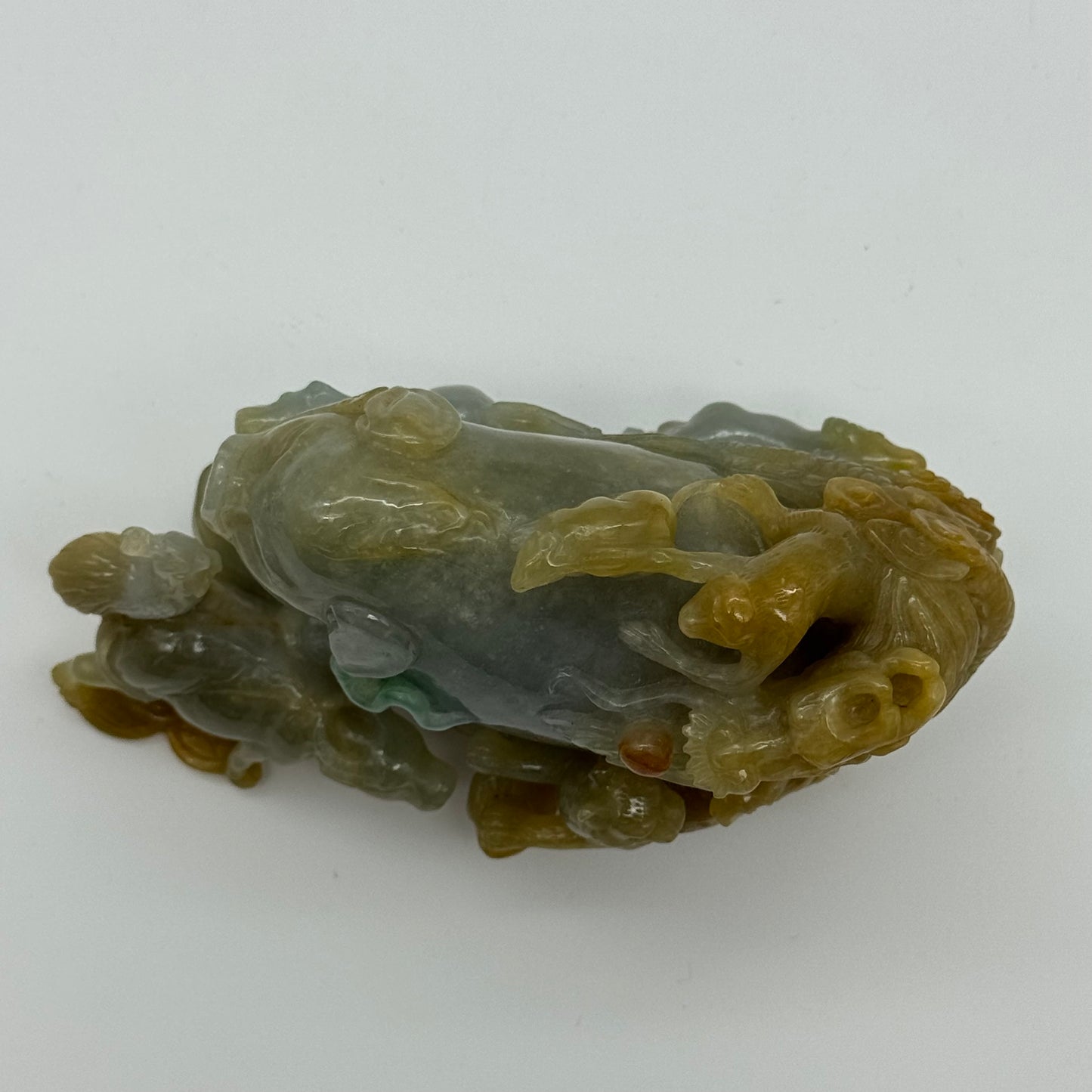 Rare Antique Natural 12 Zodiac 3 colour Jade Jadeite 729.0g 126.5 by 68.5 by 83.9mm