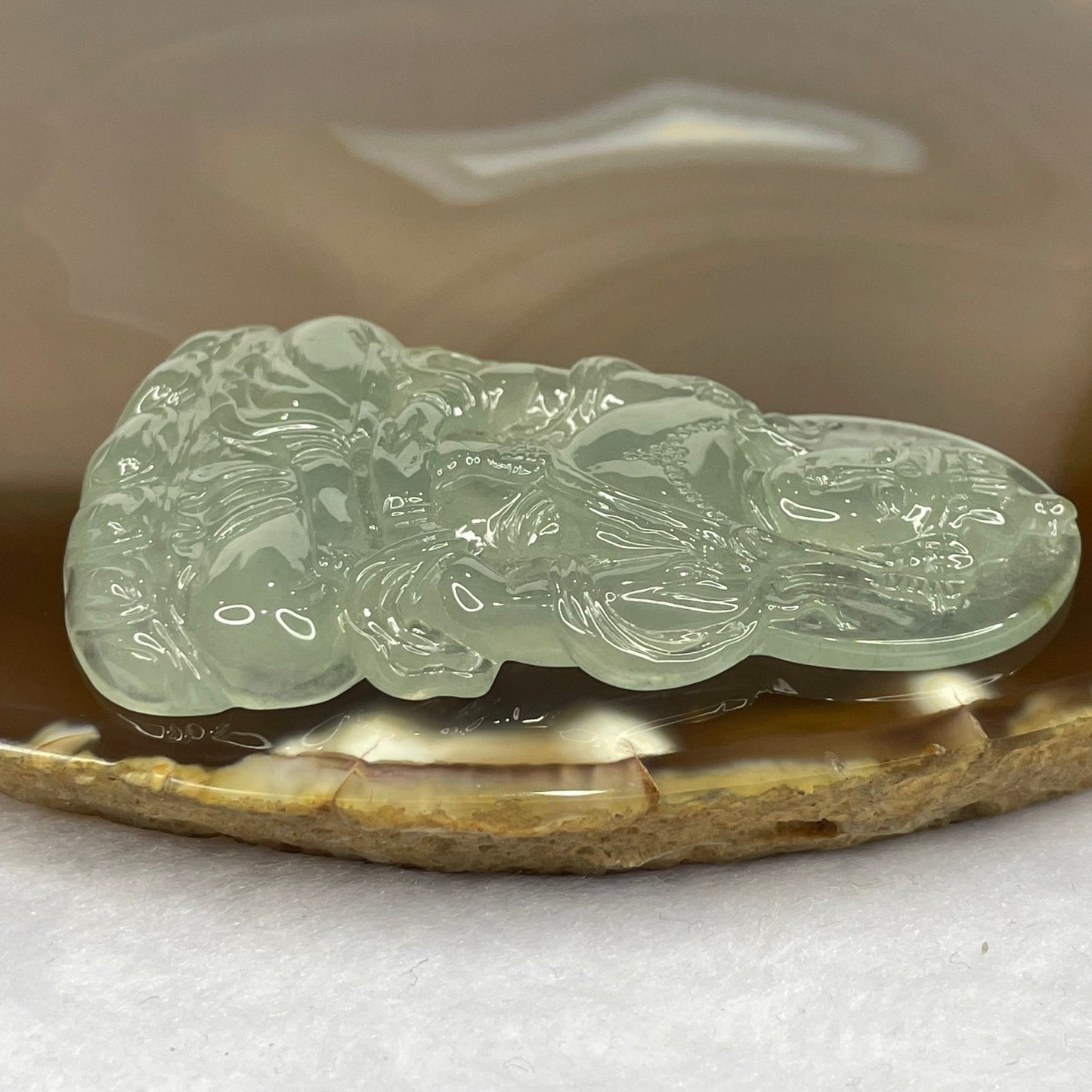 HIGH QUALITY Type A High Icy Green Tibetan Bodhisattva Jade Jadeite Pendant 27.05g 63.5 by 39.7 by 6.3m