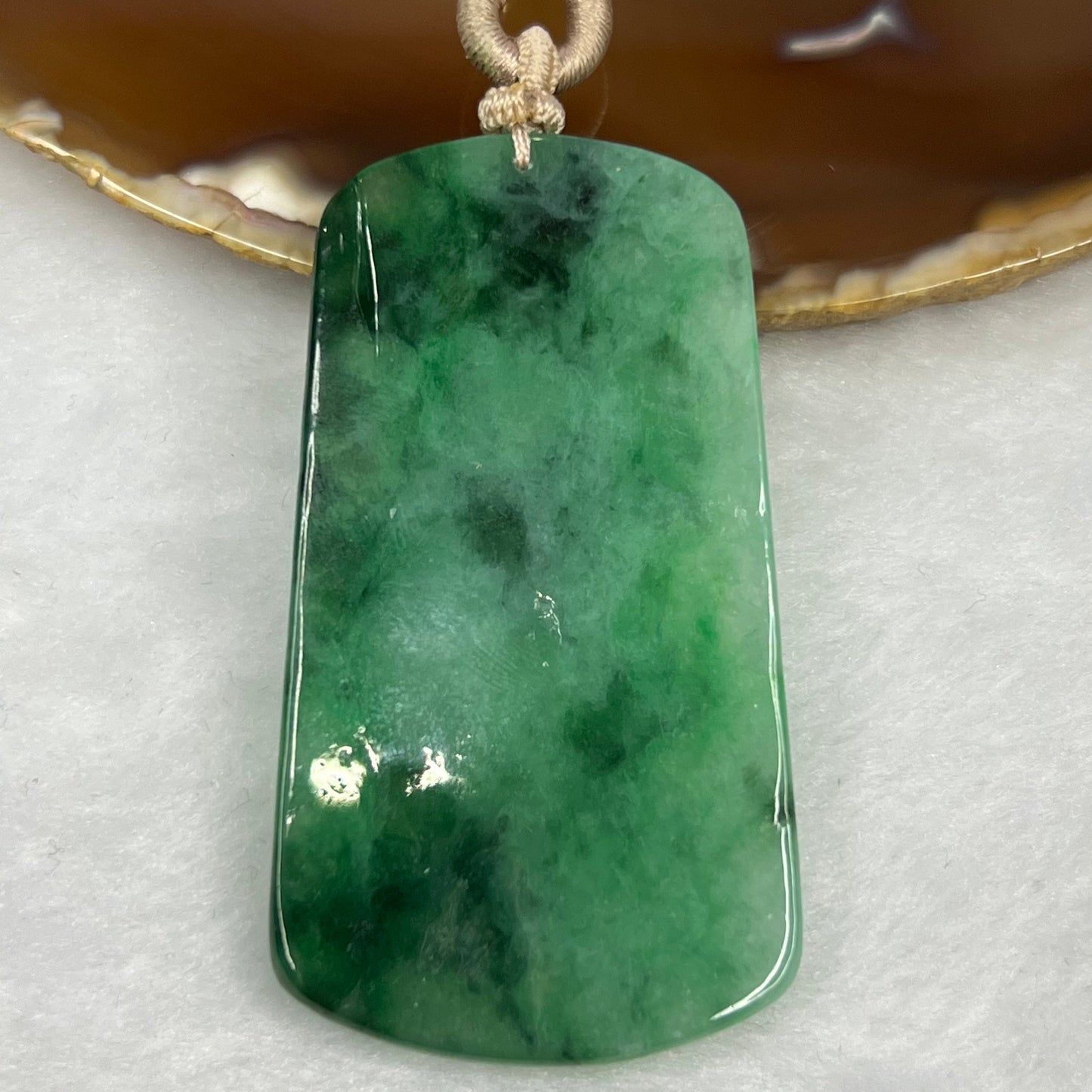 Type A ICY Spicy Green Jade Jadeite Shan Shui Pendant 35.06g 63.8 by 35.2 by 6.0mm