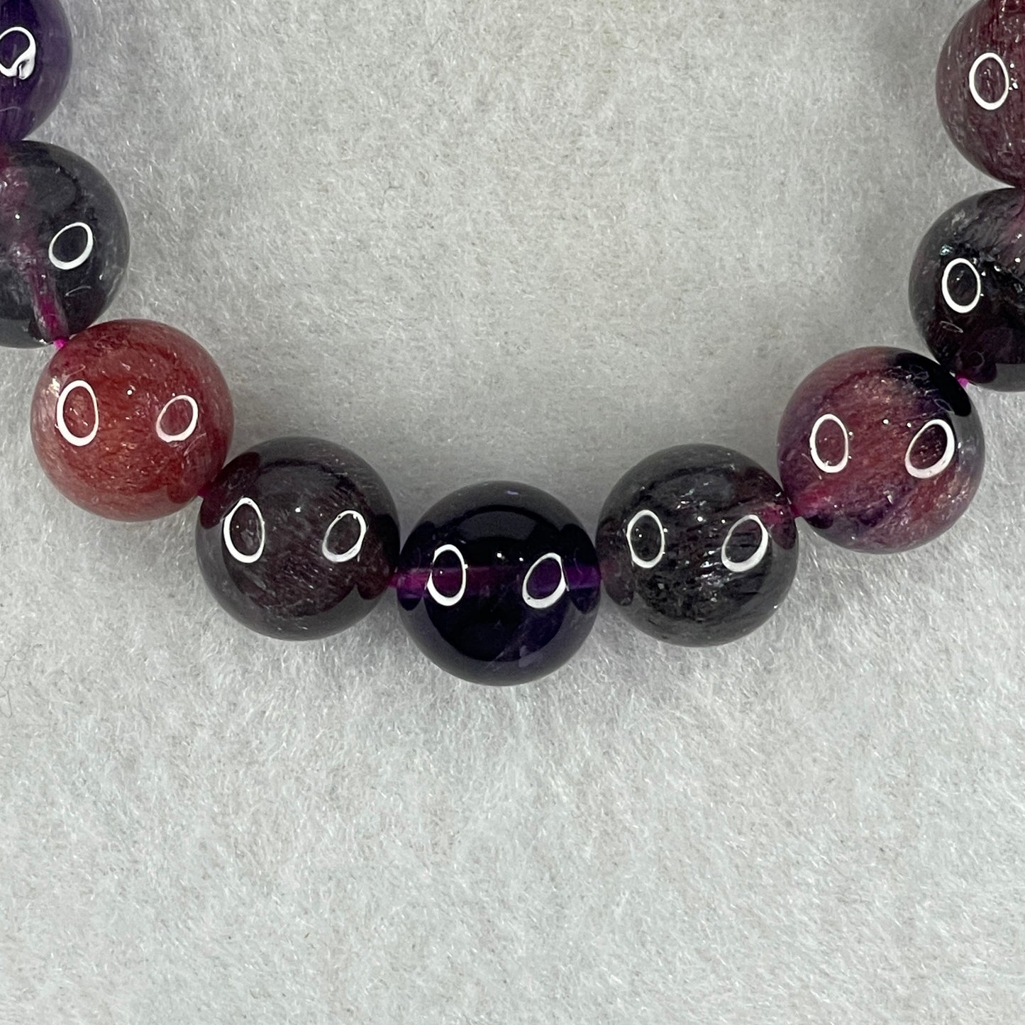 Very Very Good Grade Natural Blackcurrant Super 7 Beads Bracelet 42.87g 16cm 12.3mm 17Beads