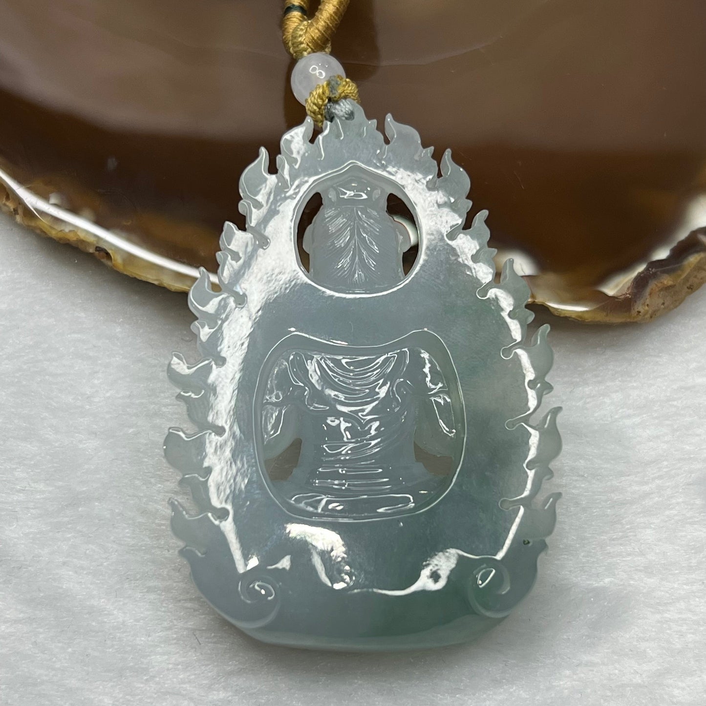 Rare Great Grand Master Icy Blue Green Jadeite Guan Yin 59.41g 65.1 by 45.6 by 15.5 mm