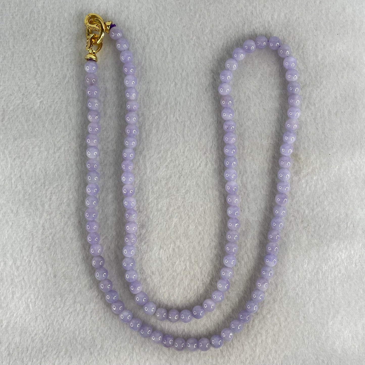 Very Rare High Grade Type A Full Intense Lavender Jadeite Beads Necklace 45.17g 64cm 6.2mm 108 Beads