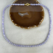 High Grade Type A Full Intense Lavender Jadeite Beads Necklace 73.38g 64cm 7.9mm 88 Beads