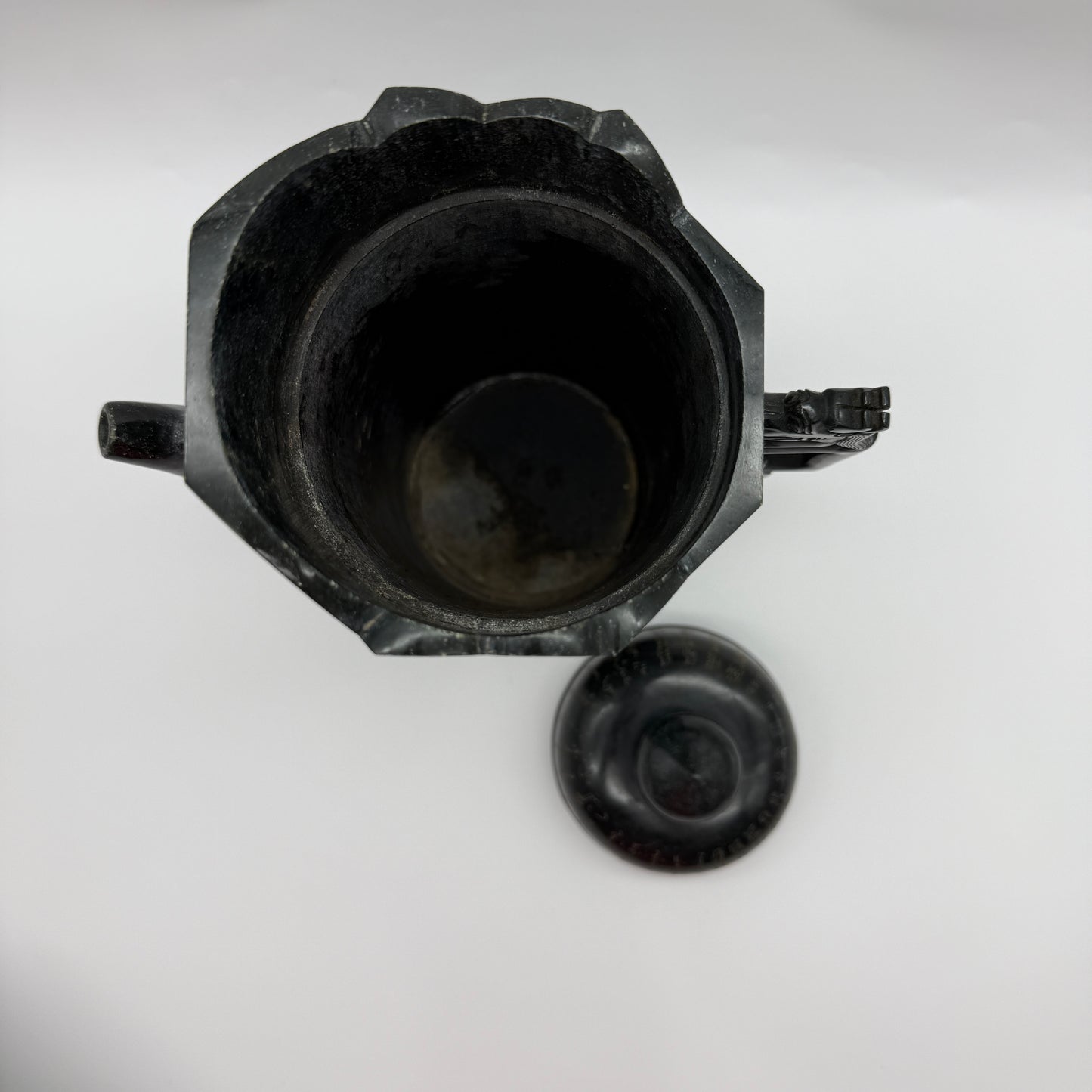 Rare Antique Natural Dark Green Nephrite Dragon Teapot Vase 2,567.3g 215.0 by 115.0 by 285.0mm