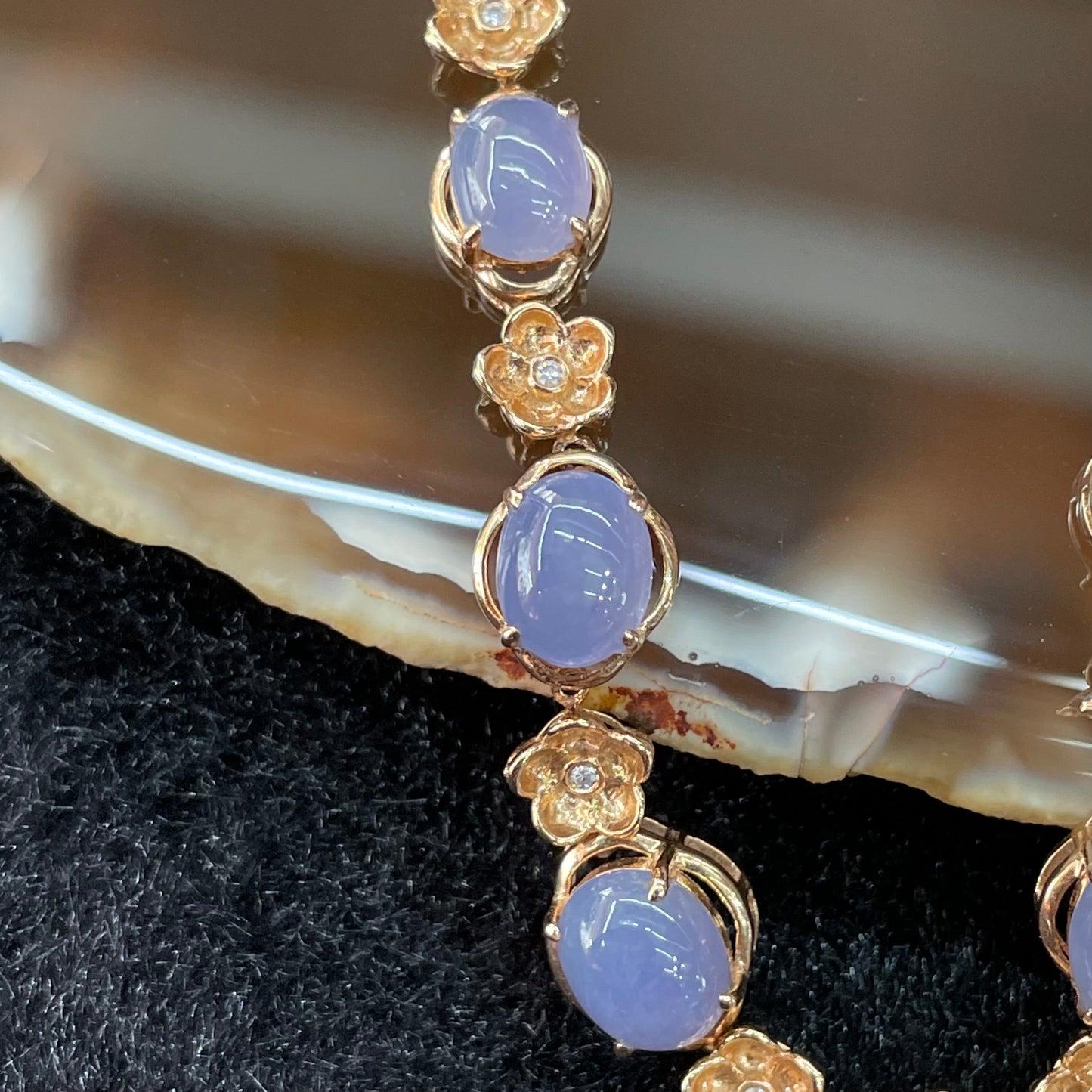 Type A Lavender Jade Jadeite Necklace 18k gold & diamonds - 8.35g