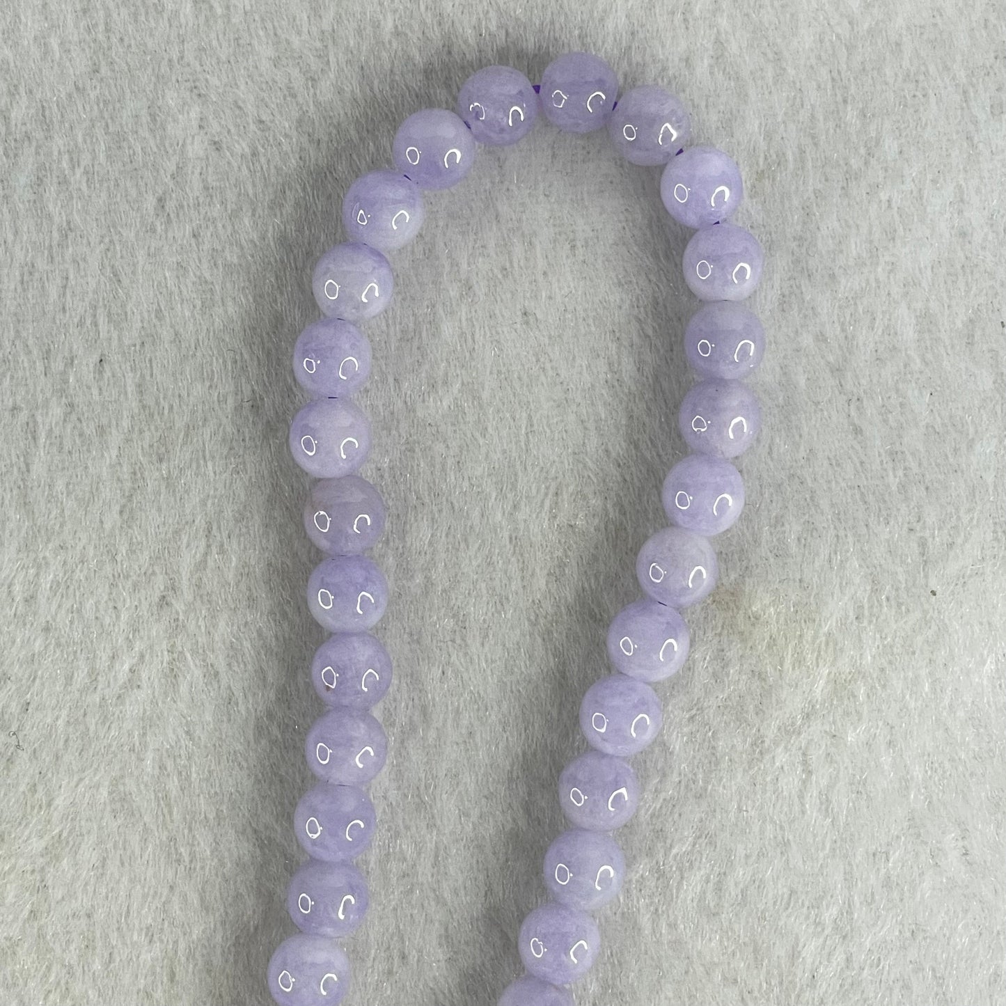 Very Rare High Grade Type A Full Intense Lavender Jadeite Beads Necklace 45.17g 64cm 6.2mm 108 Beads