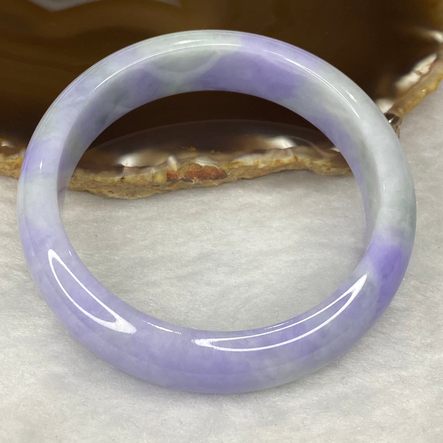 Rare Intense Bright Lavender Jadeite Bangle 76.06g Inner Dia 59.7mm 16.2 by 8.3mm