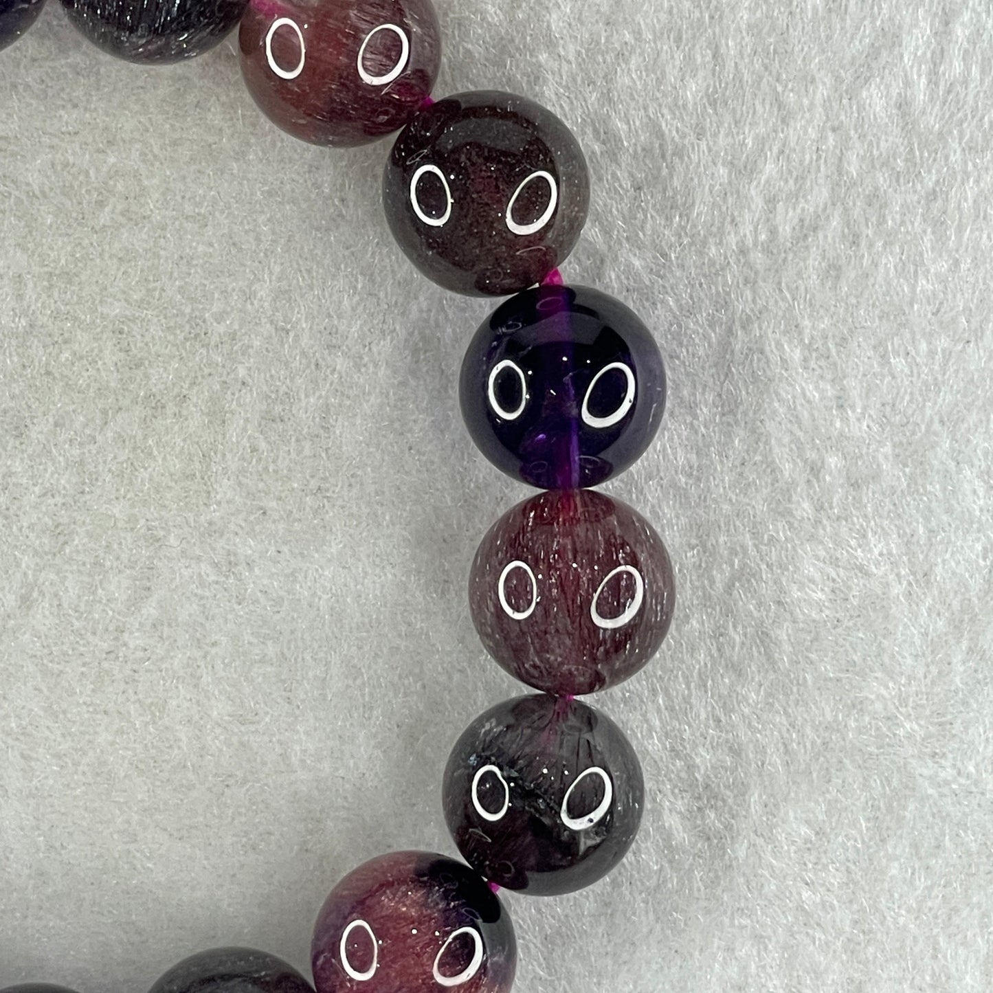 Very Very Good Grade Natural Blackcurrant Super 7 Beads Bracelet 42.87g 16cm 12.3mm 17Beads