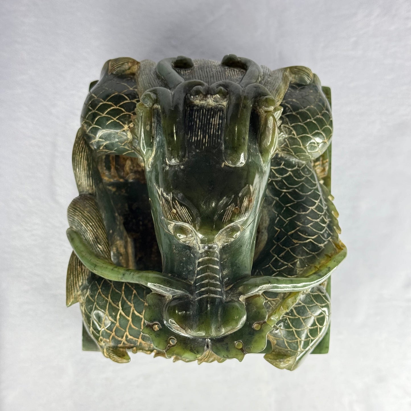 Super Rare Antique Mega Natural Nephrite Dragon Seal 8,830.7g 145.0 by 160.0 by 220.0mm