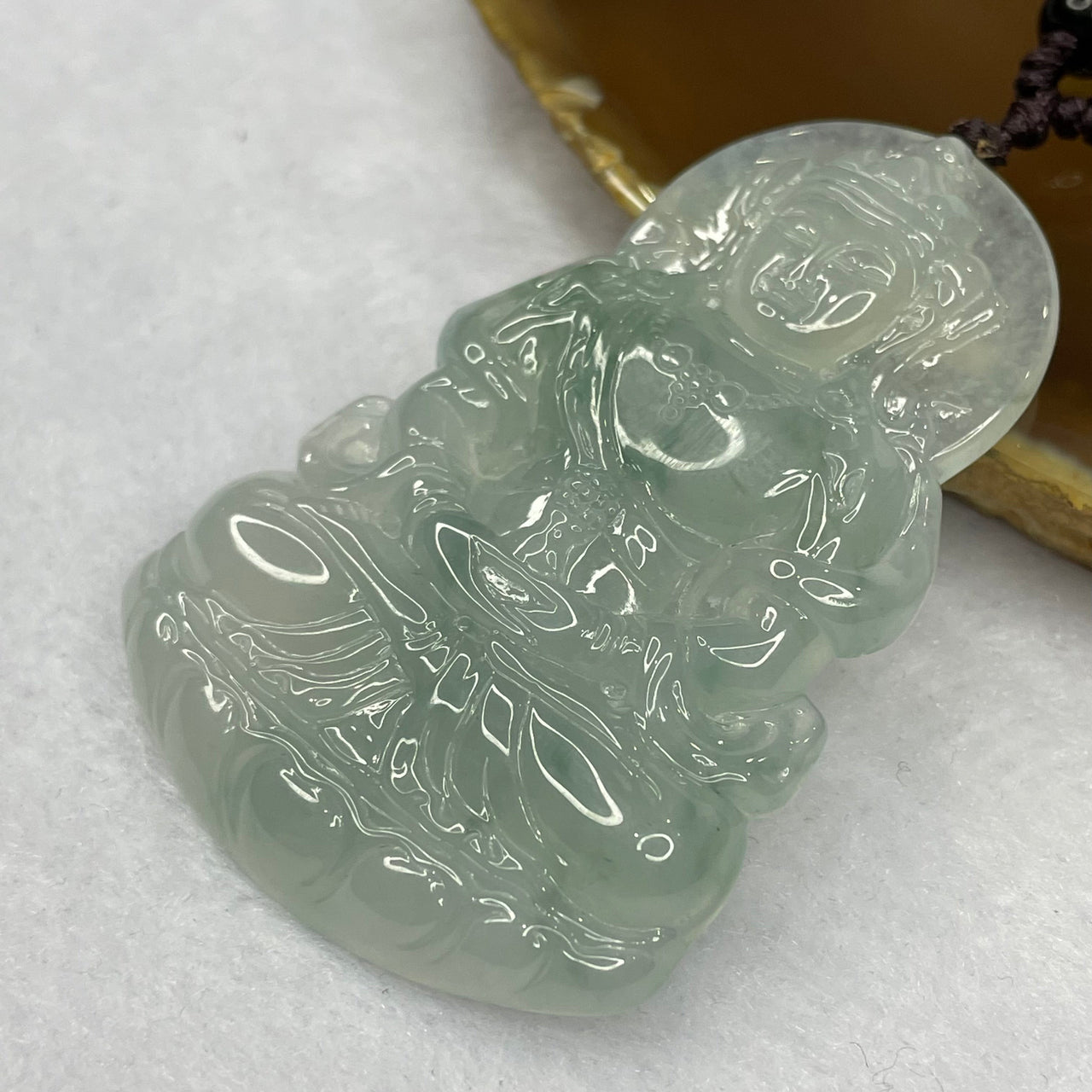 HIGH QUALITY Type A High Icy Green Piao Hua Tibetan Bodhisattva Jade Jadeite Pendant - 22.77g 56.2 by 38.1 by 6.0mm