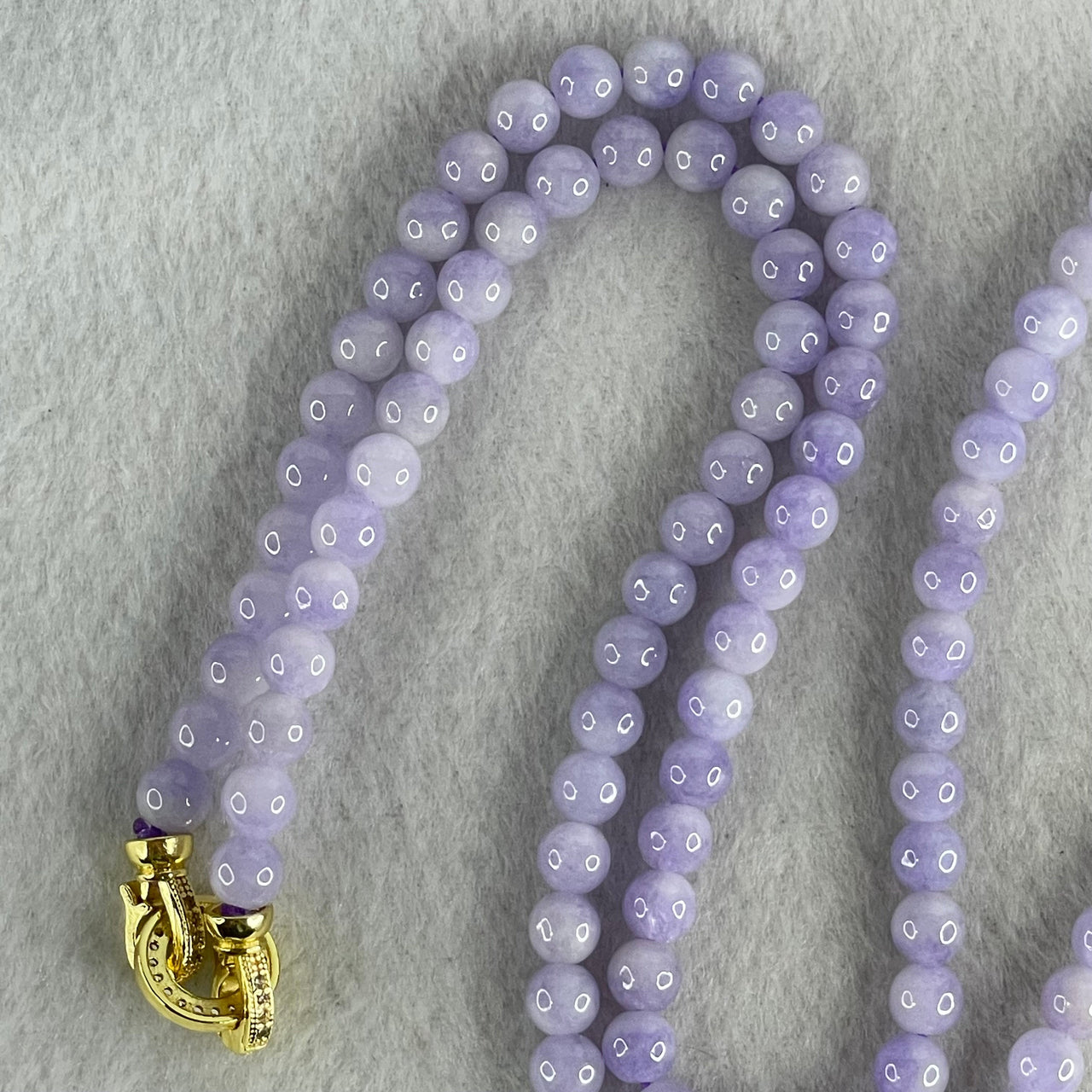 Very Rare High Grade Type A Full Intense Lavender Jadeite Beads Necklace 45.37g 64cm 6.2mm 108 Beads