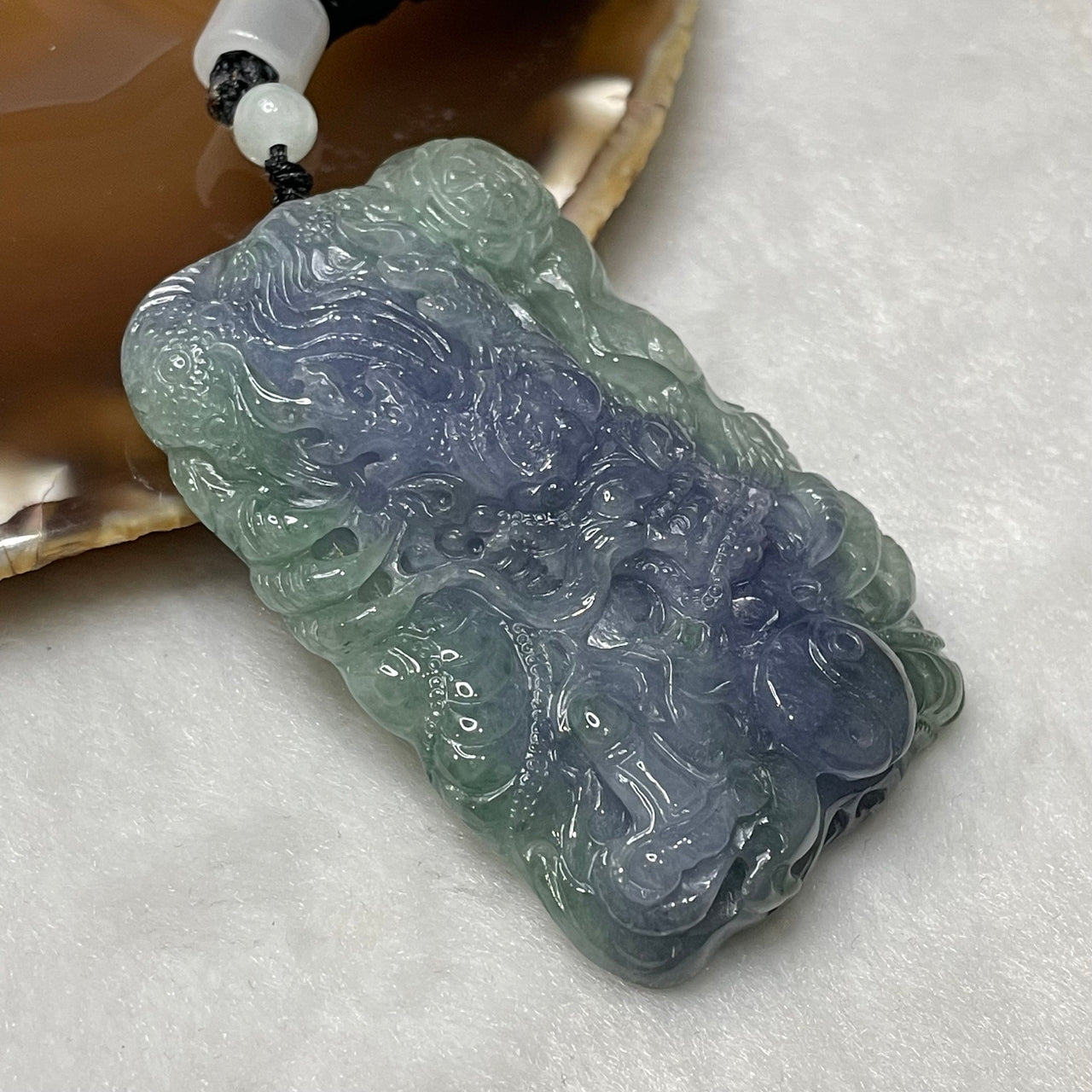 Rare Type A Intense Lavender & Green Jade Jadeite Dragon 50.78g 59.0 by 40.4 by 10.0mm