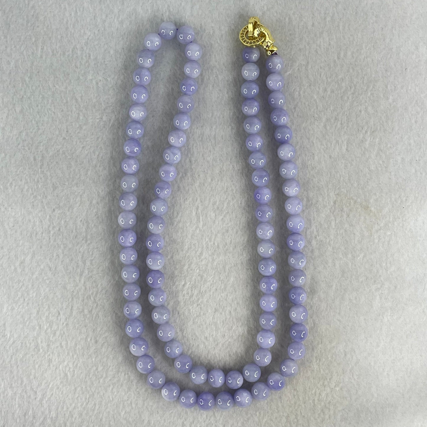 High Grade Type A Full Intense Lavender Jadeite Beads Necklace 73.38g 64cm 7.9mm 88 Beads