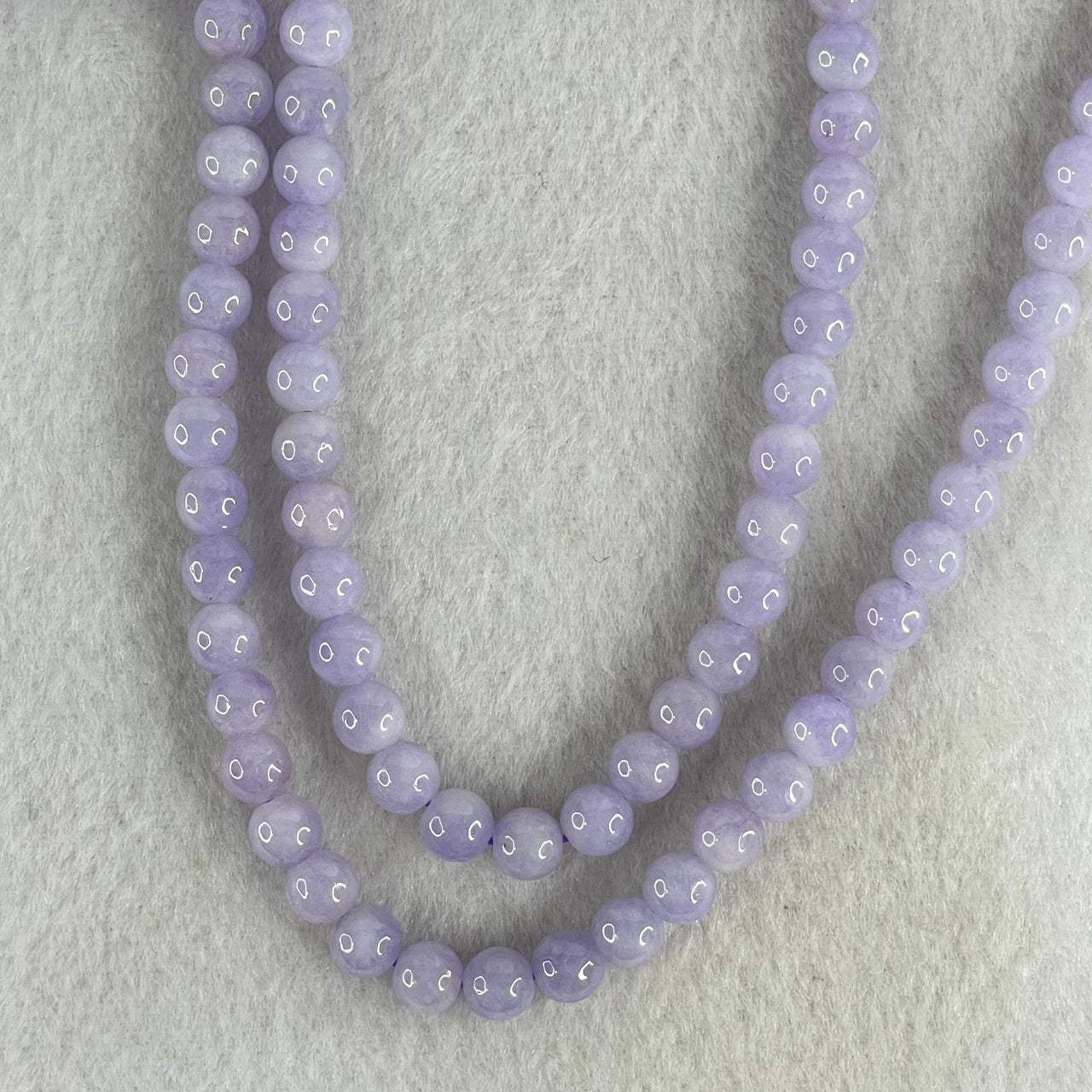Very Rare High Grade Type A Full Intense Lavender Jadeite Beads Necklace 45.17g 64cm 6.2mm 108 Beads