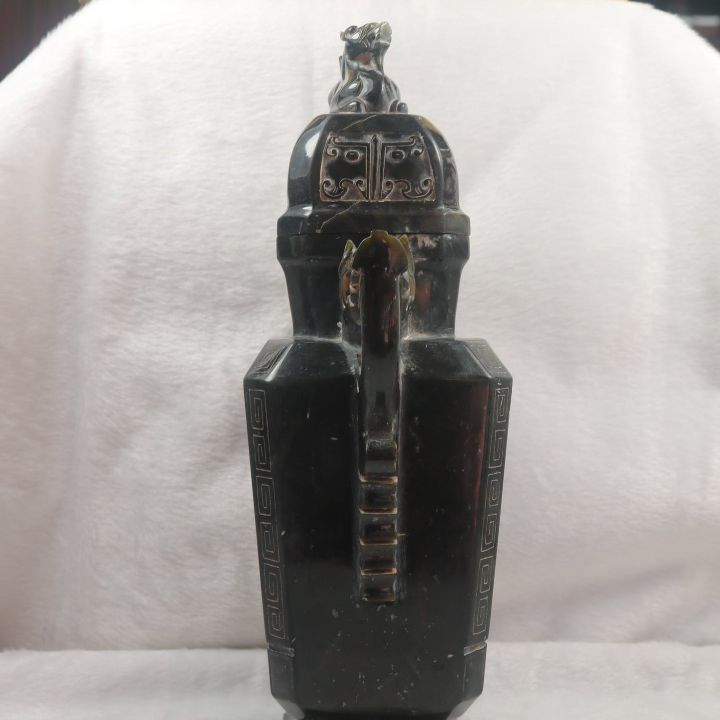 Rare Antique Natural Dark Green Nephrite Pixiu Vase 1,882.7g 170.0 by 100.0 by 280.0mm