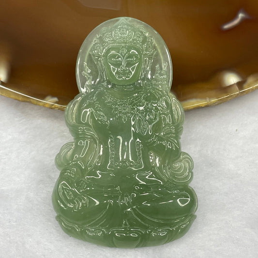 HIGH QUALITY Type A High Icy Green Tibetan Bodhisattva Jade Jadeite Pendant - 23.78g 63.0 by 38.7 by 5.7mm
